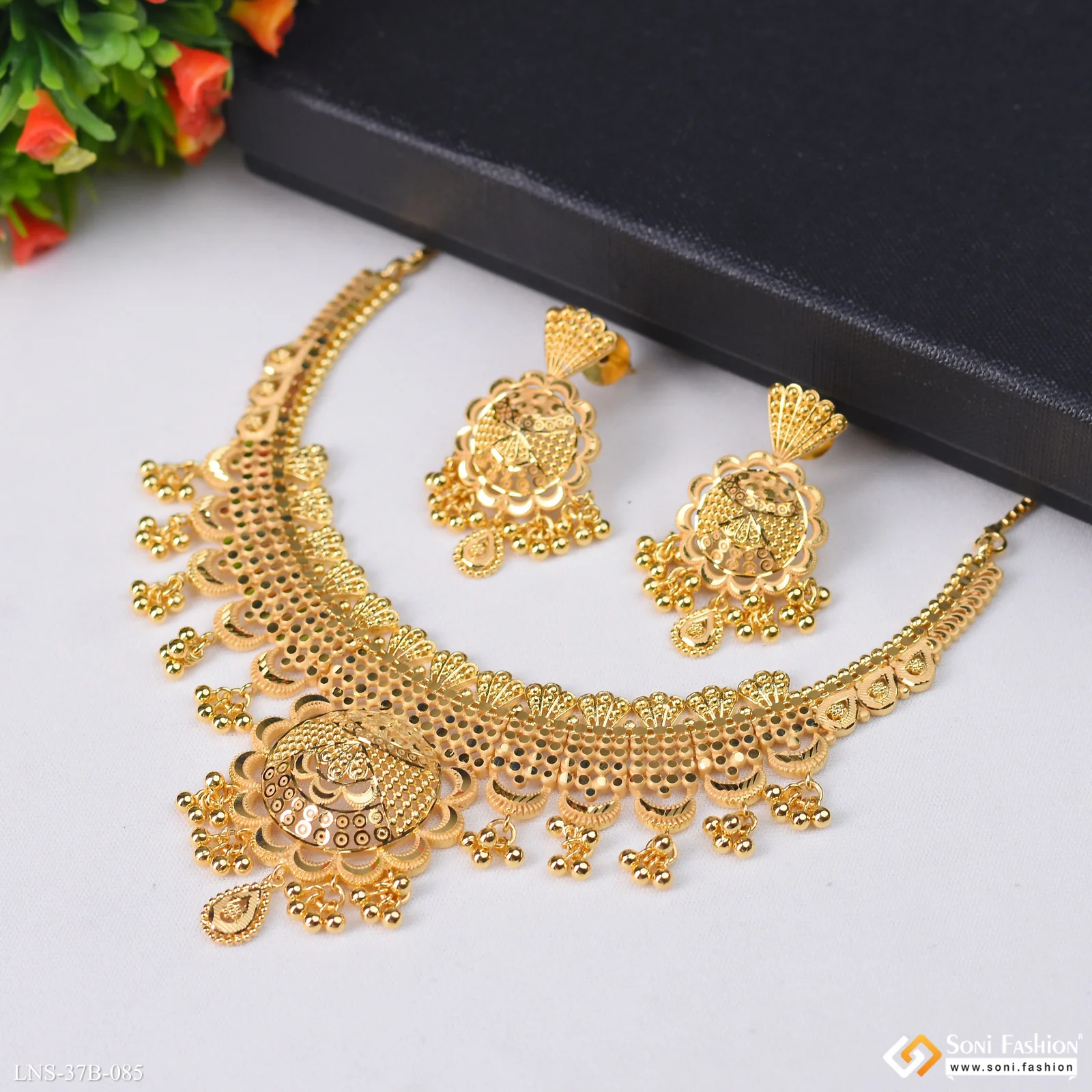 1 Gram Gold Plated Fancy Design Necklace Set for Women - Style B085 - Image 6