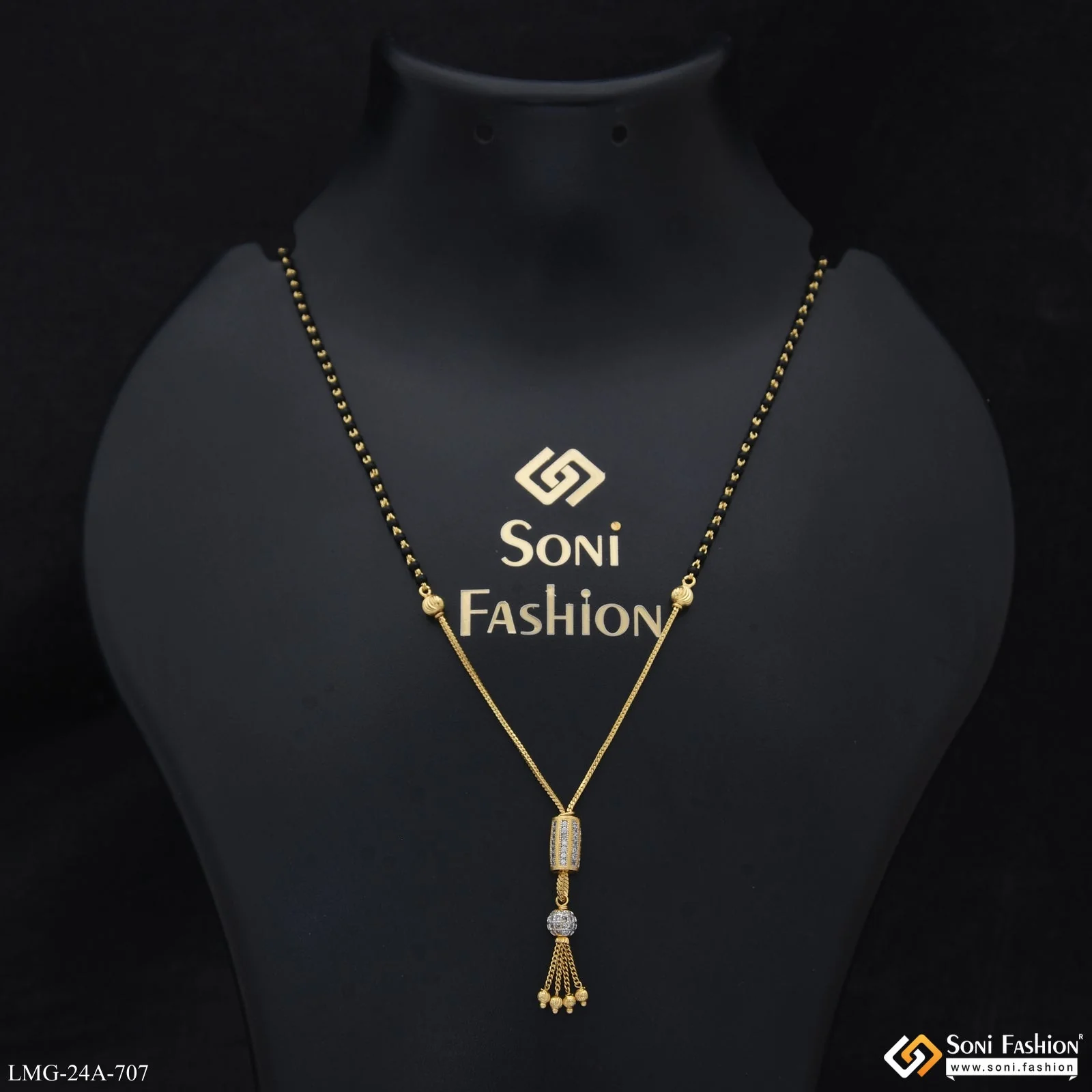 1 Gram Gold Plated Fashion-Forward Mangalsutra for Women - Style A707