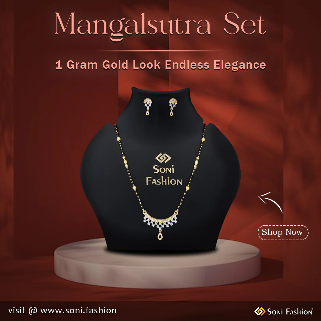 1 Gram Gold Plated Fashion-Forward Mangalsutra Set for Women - Style A468