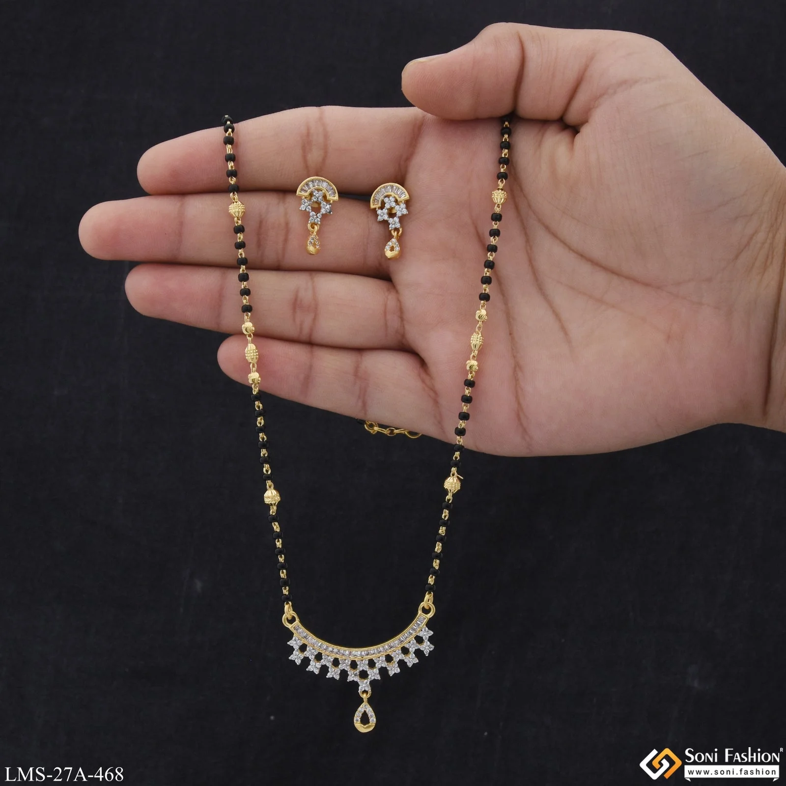 1 Gram Gold Plated Fashion-Forward Mangalsutra Set for Women - Style A468 - Image 3