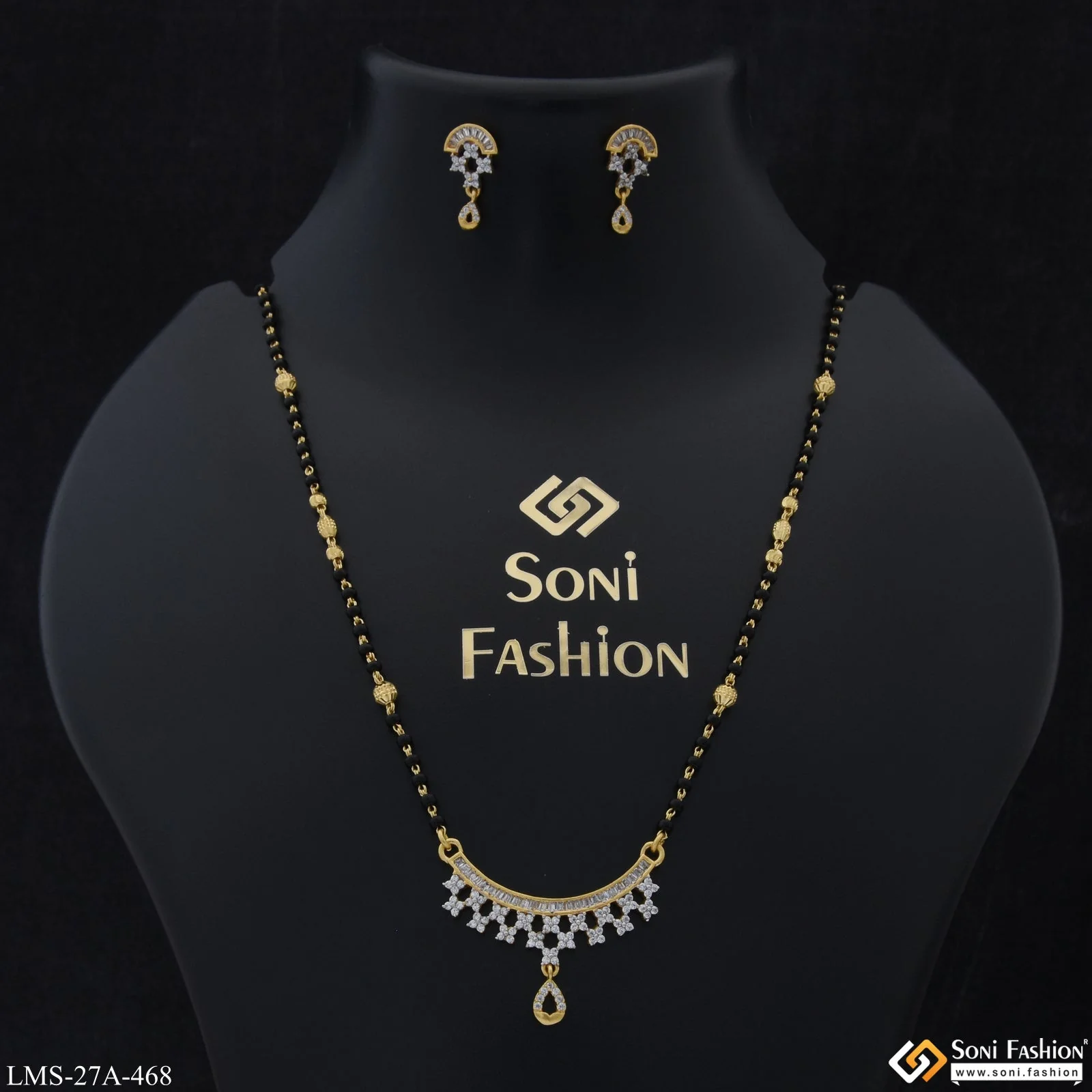 1 Gram Gold Plated Fashion-Forward Mangalsutra Set for Women - Style A468 - Image 4