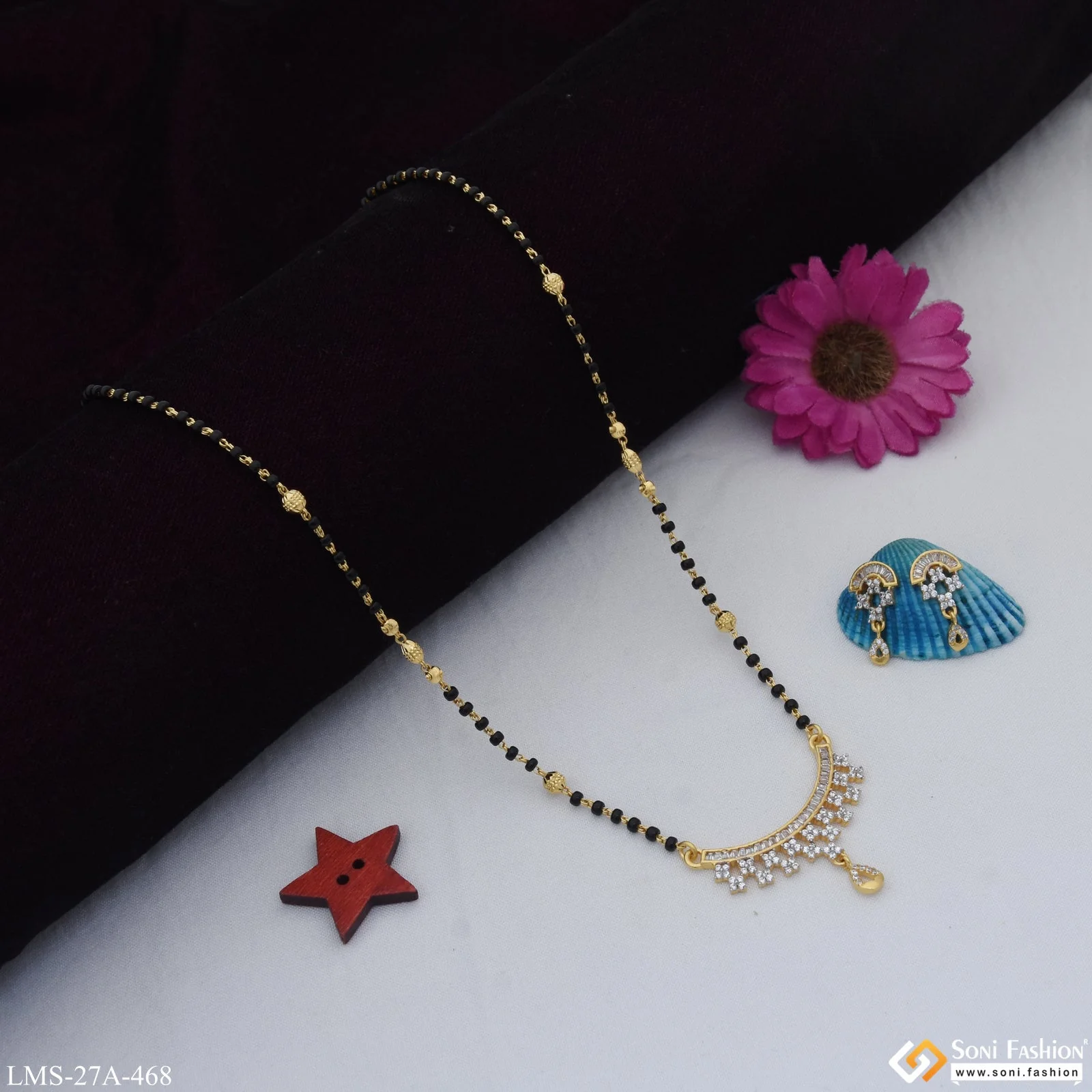 1 Gram Gold Plated Fashion-Forward Mangalsutra Set for Women - Style A468 - Image 5