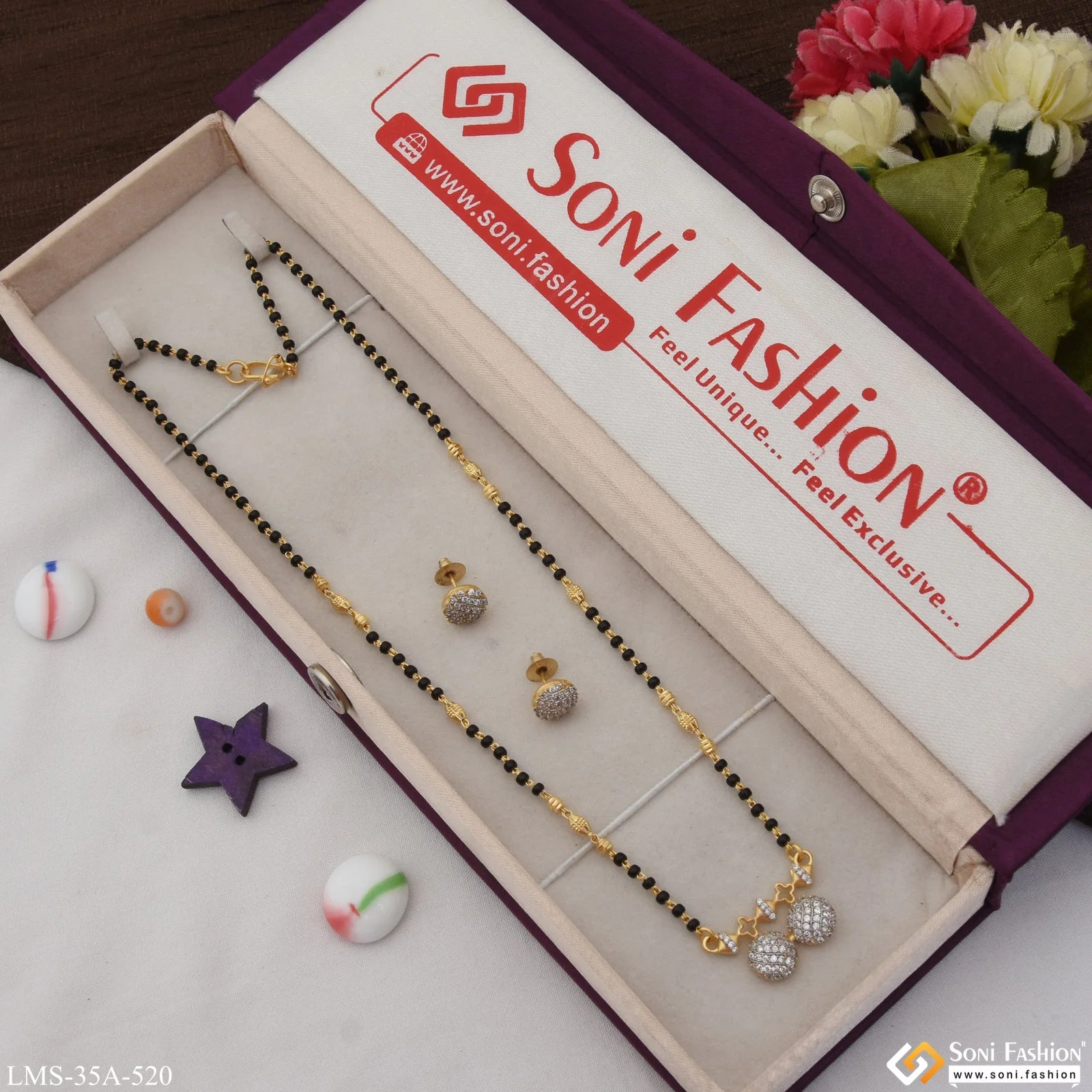1 Gram Gold Plated Fashion-Forward Mangalsutra Set for Women - Style A520 - Image 2