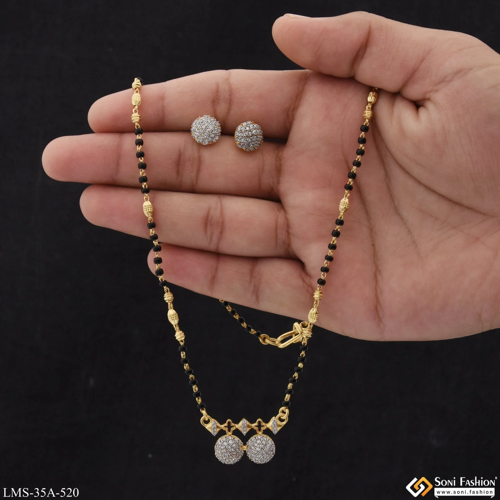1 Gram Gold Plated Fashion-Forward Mangalsutra Set for Women - Style A520 - Image 3