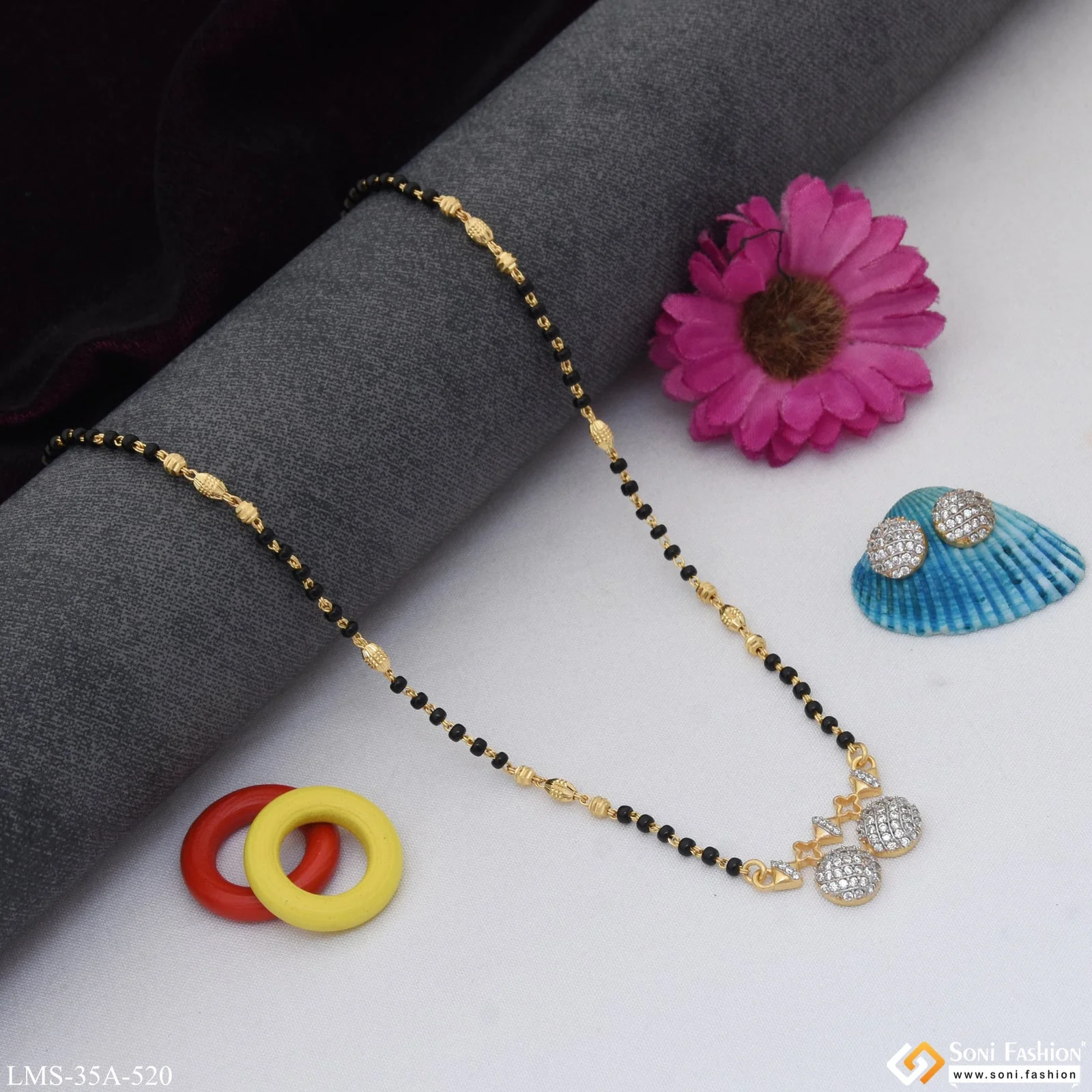 1 Gram Gold Plated Fashion-Forward Mangalsutra Set for Women - Style A520 - Image 4