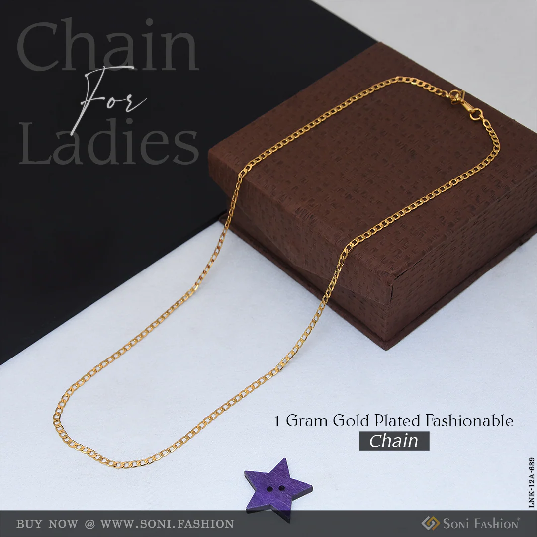 1 Gram Gold Plated Fashionable Chain for Ladies - Style A639