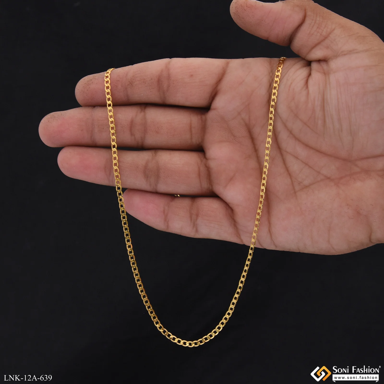1 Gram Gold Plated Fashionable Chain for Ladies - Style A639 - Image 3