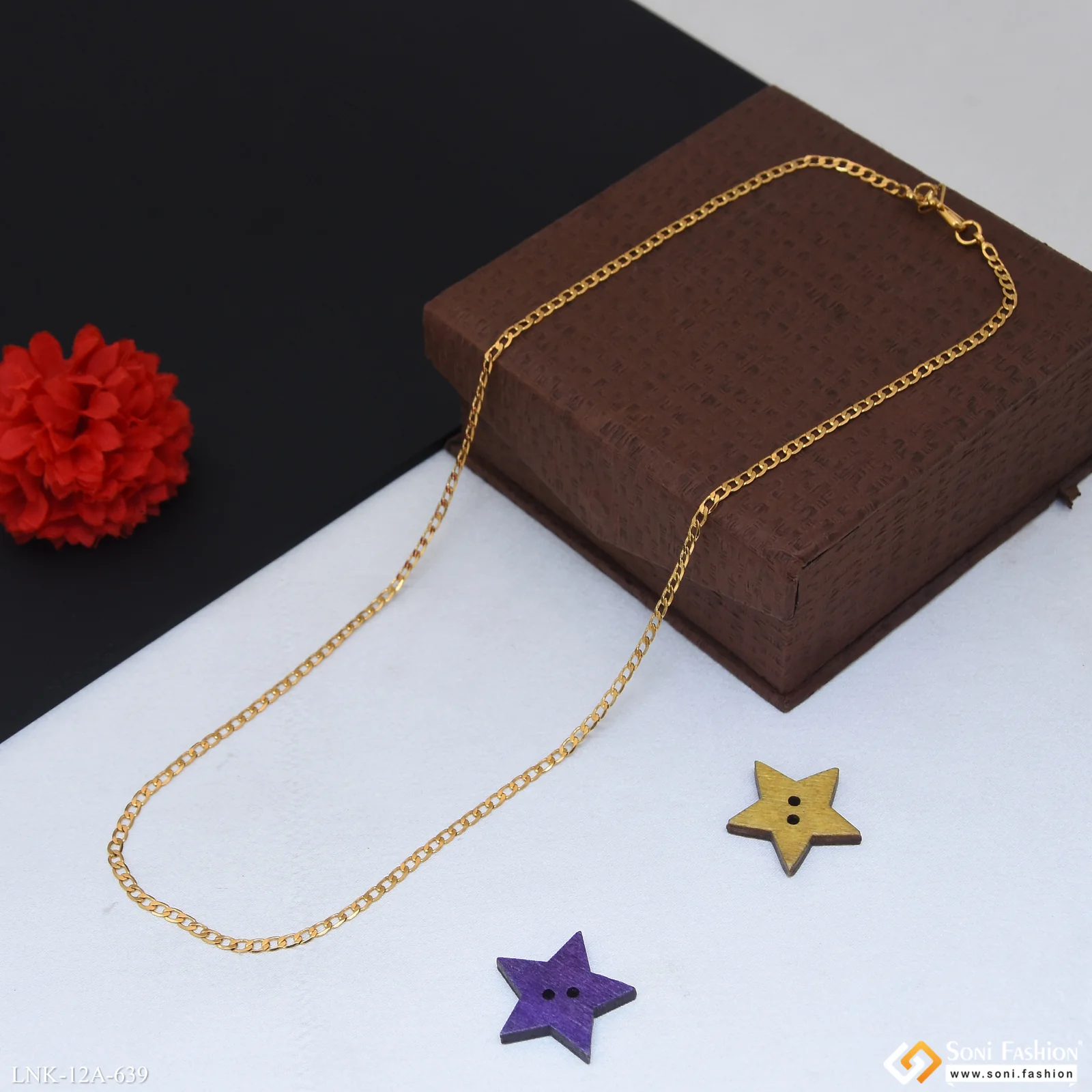 1 Gram Gold Plated Fashionable Chain for Ladies - Style A639 - Image 5