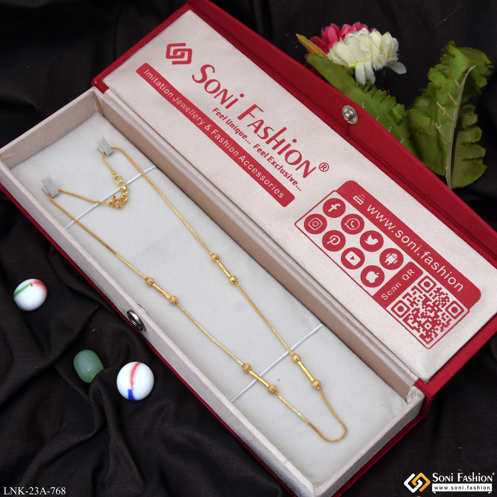 1 Gram Gold Plated Fashionable Chain for Ladies - Style A768 - Image 2