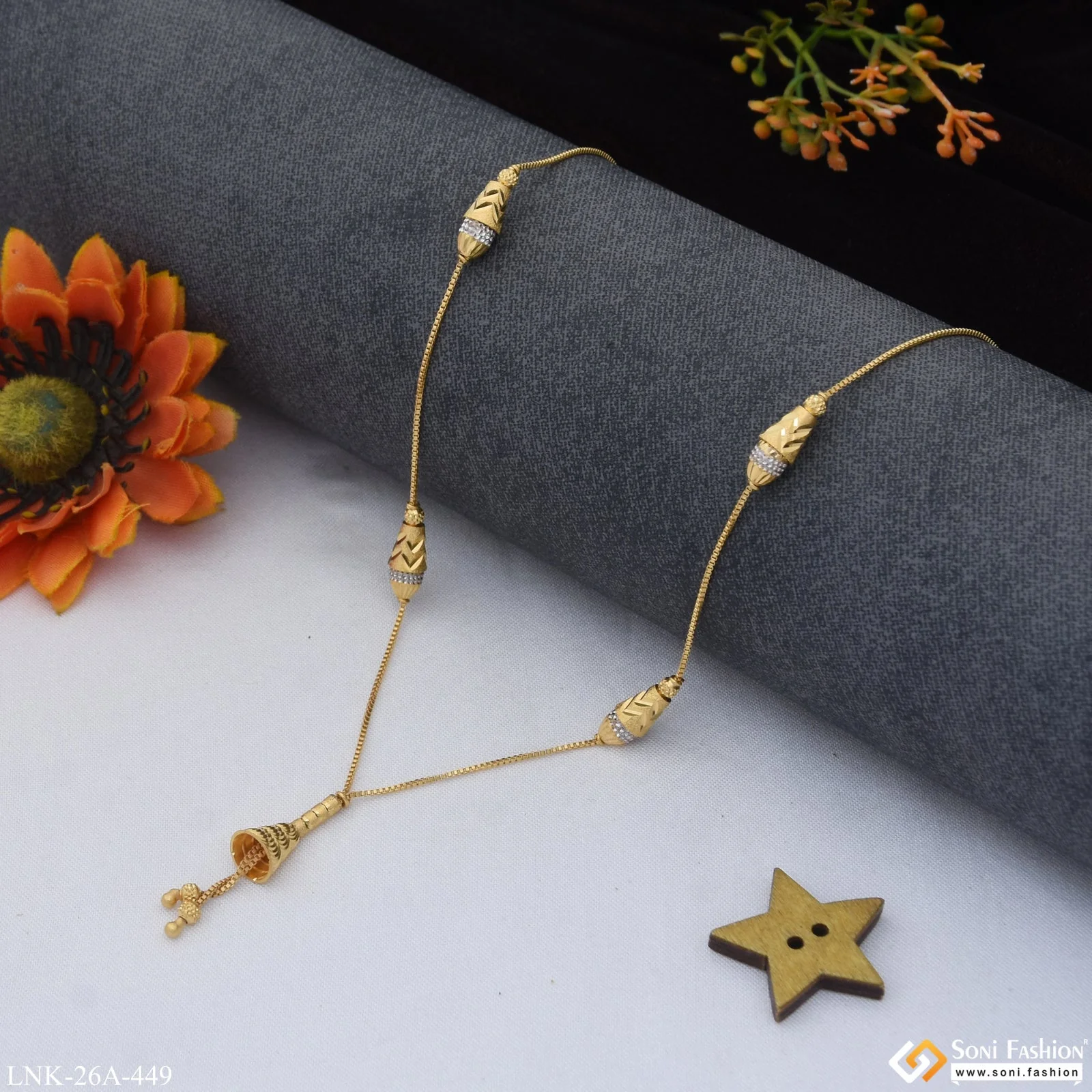 1 Gram Gold Plated Fashionable Chic Design Necklace for Ladies - Style A449 - Image 3