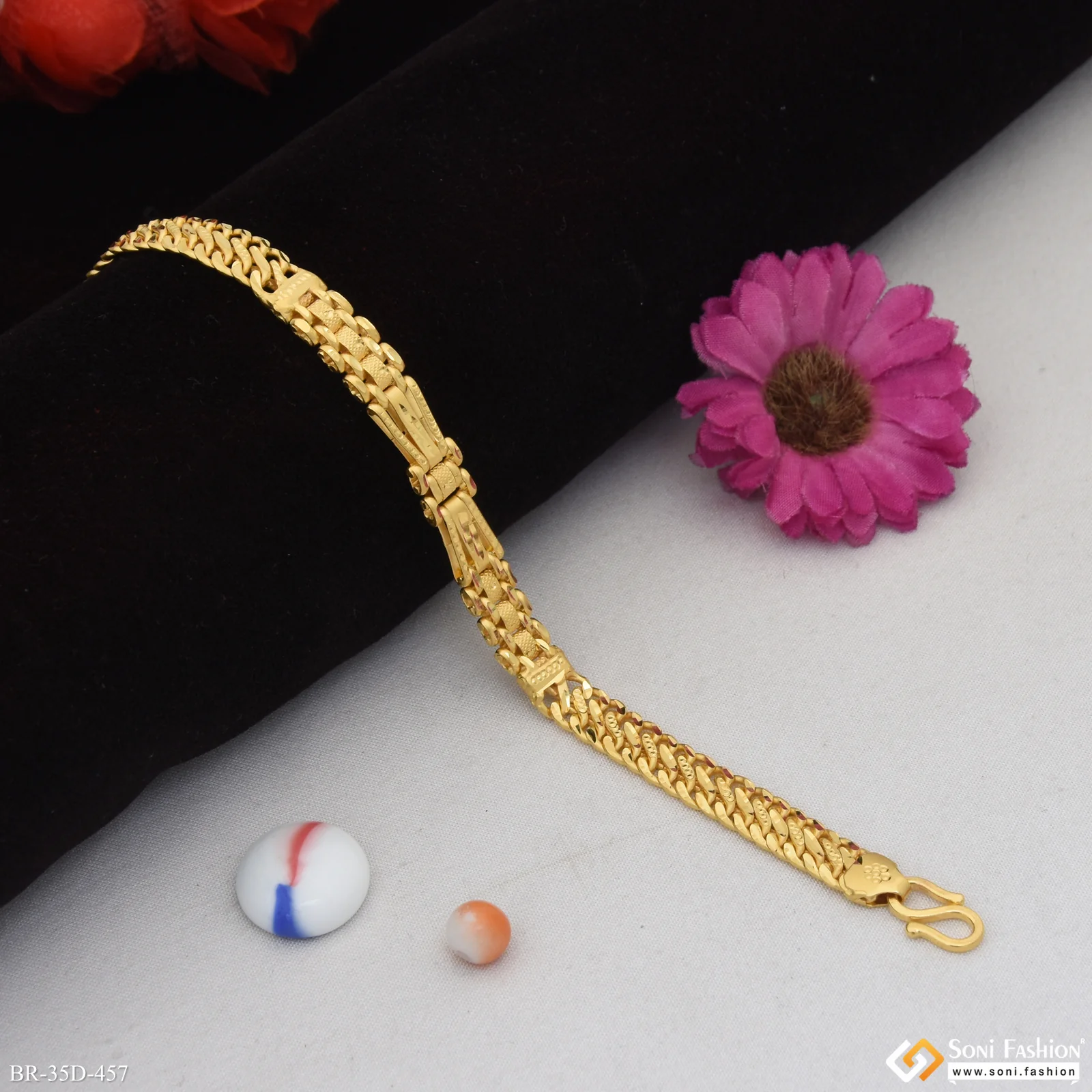 1 Gram Gold Plated Fashionable Design Bracelet for Men - Style D457 - Image 3