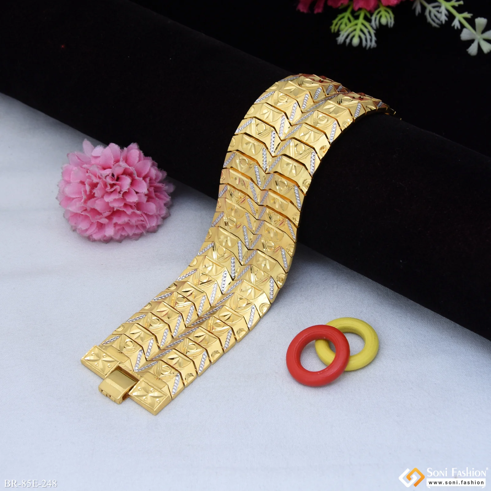 1 Gram Gold Plated Fashionable Design Bracelet for Men - Style E248 - Image 3
