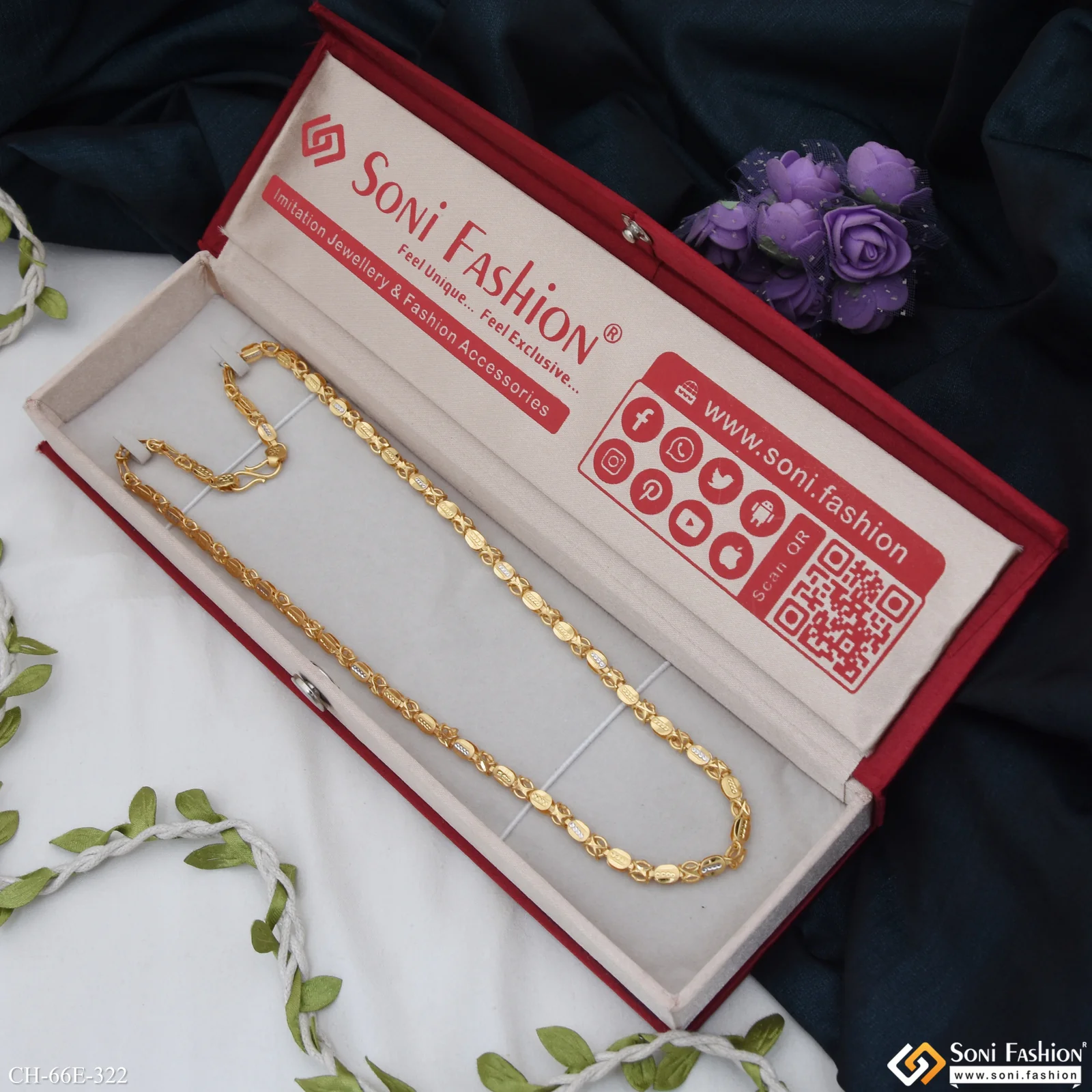 1 Gram Gold Plated Fashionable Design Chain for Men - Style E322 - Image 3