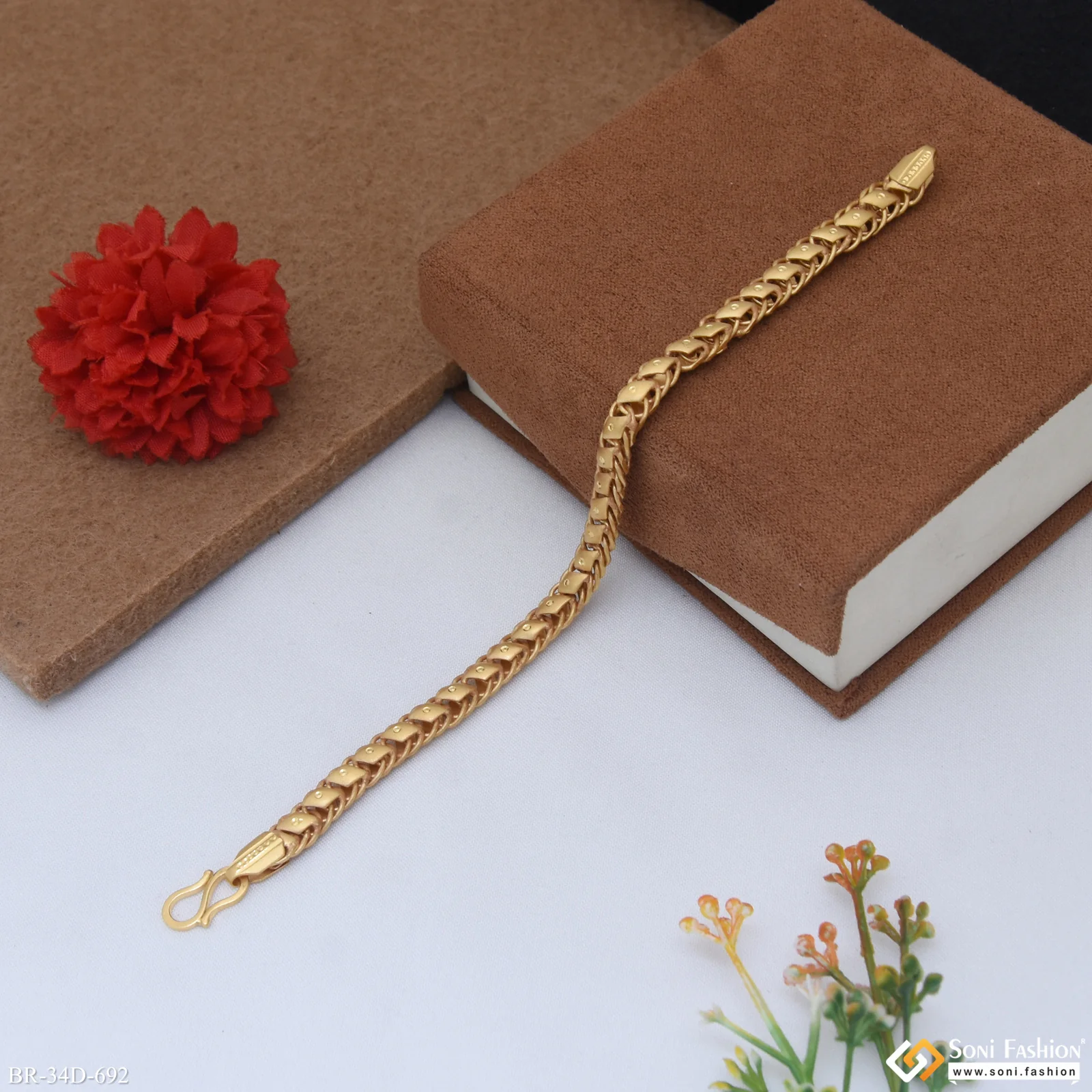 1 Gram Gold Plated Fashionable Design Link Bracelet for Men - Style D692 - Image 3