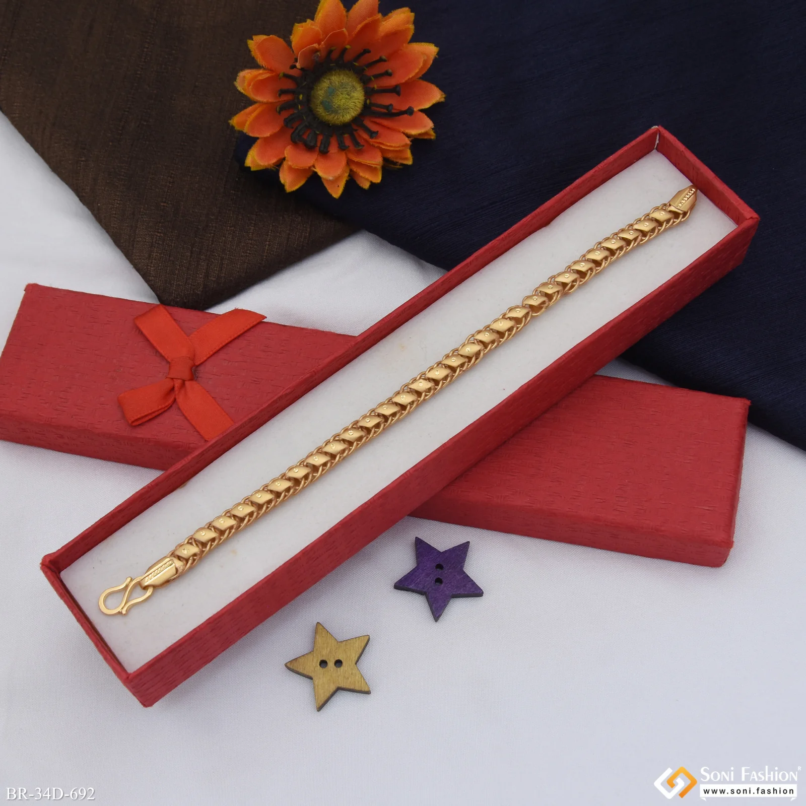 1 Gram Gold Plated Fashionable Design Link Bracelet for Men - Style D692 - Image 4