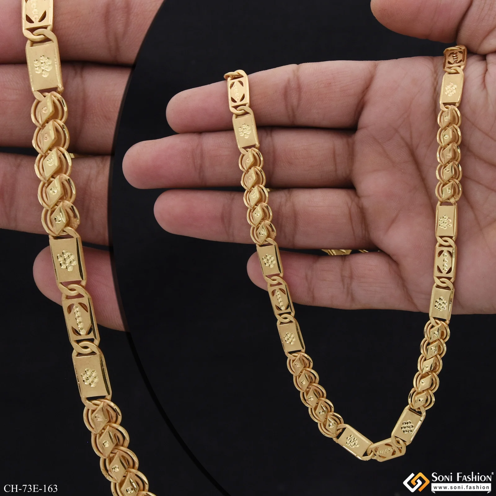 1 Gram Gold Plated Fashionable Design Kohli Nawabi Chain for Men - Style E163 - Image 2