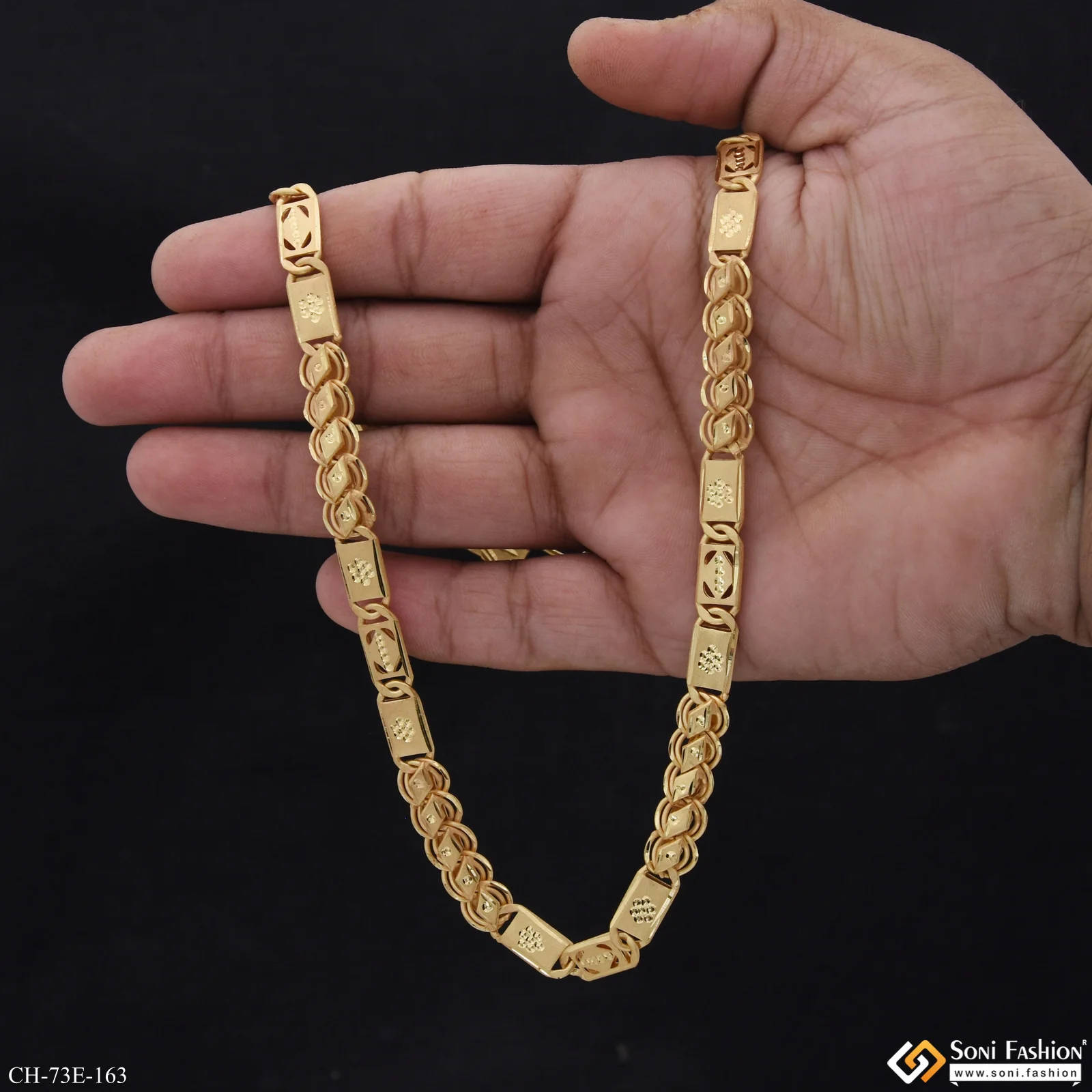 1 Gram Gold Plated Fashionable Design Kohli Nawabi Chain for Men - Style E163 - Image 7