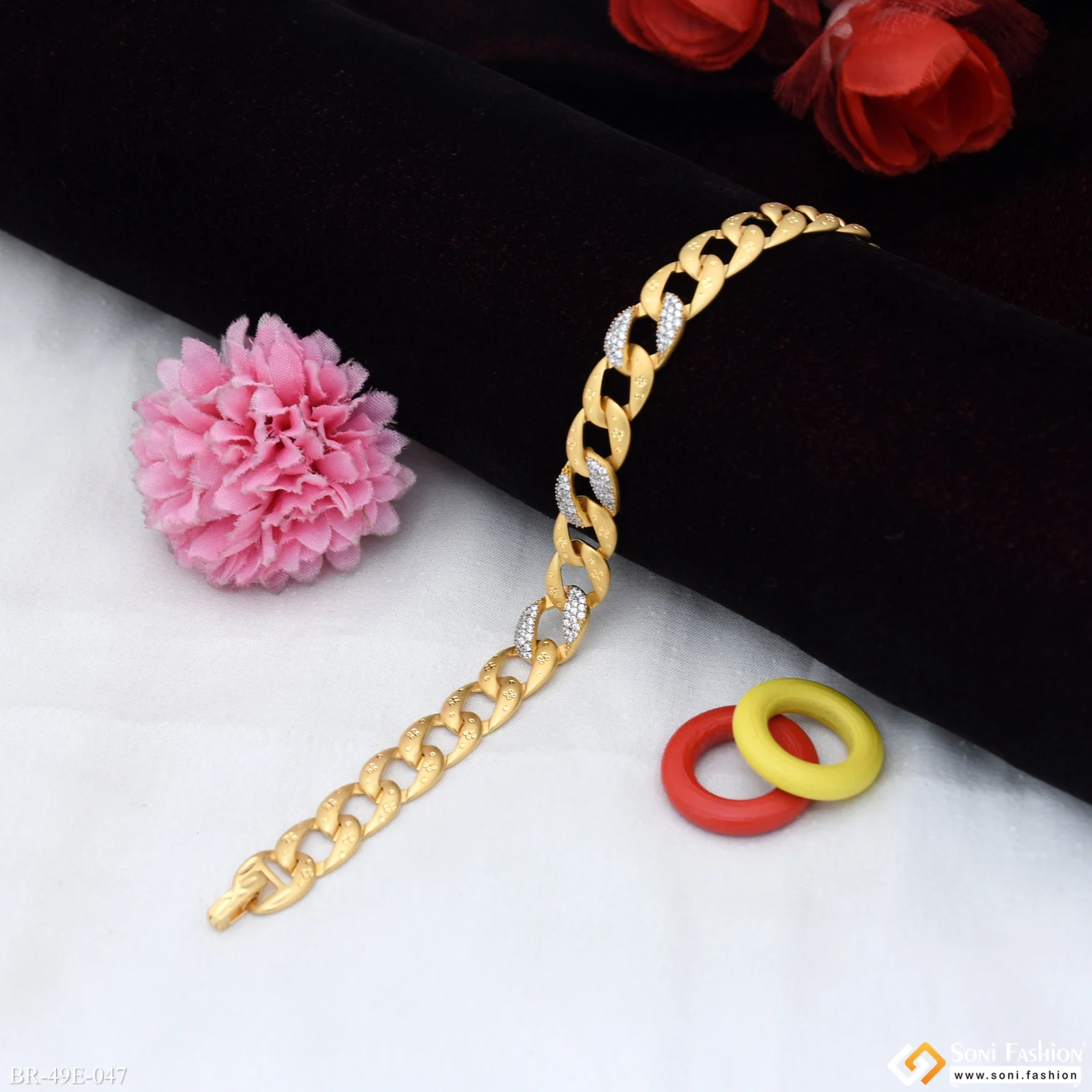 1 Gram Gold Plated Fashionable Design Link Bracelet for Men - Style E047 - Image 5