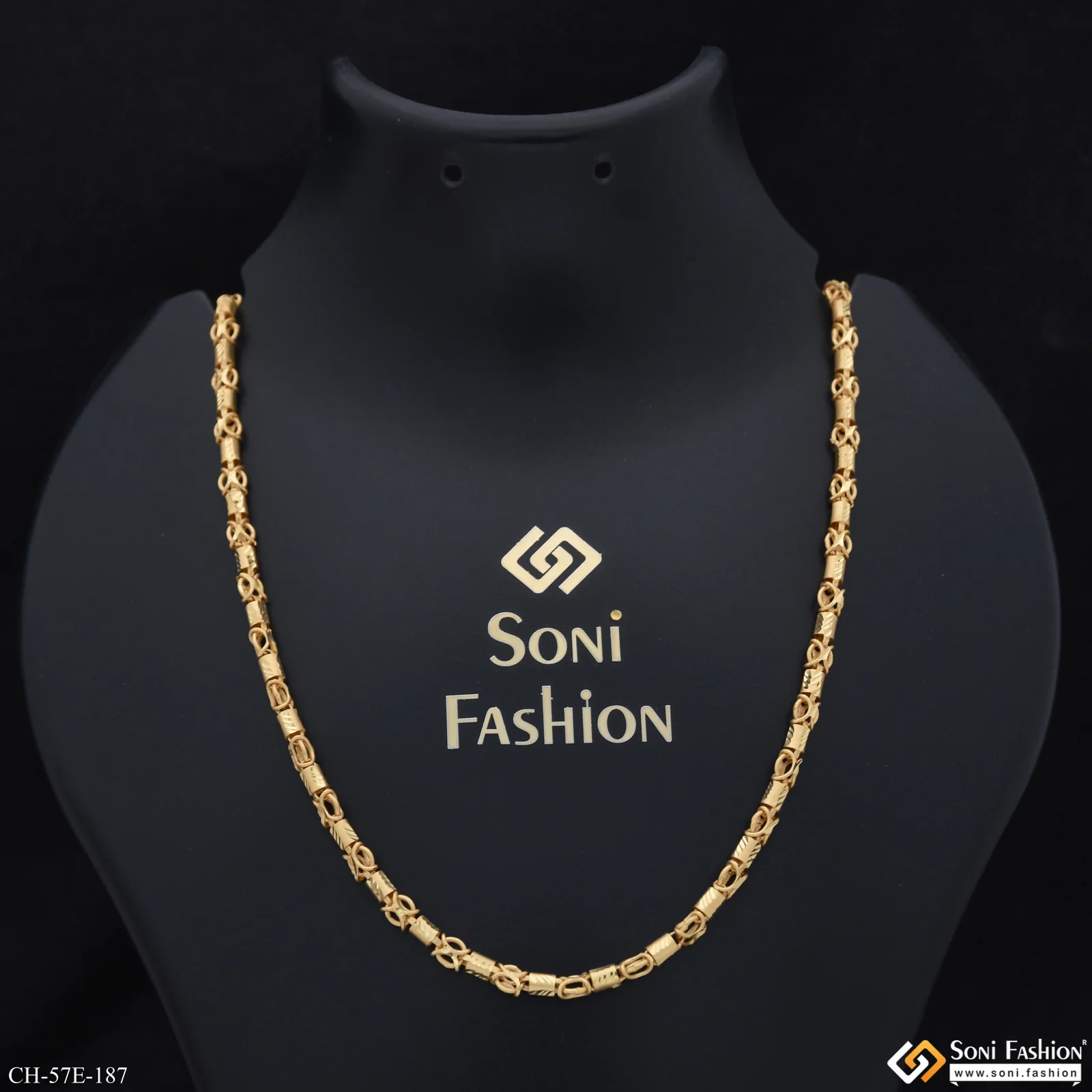 1 Gram Gold Plated Fashionable Design Pipe Chain for Men - Style E187