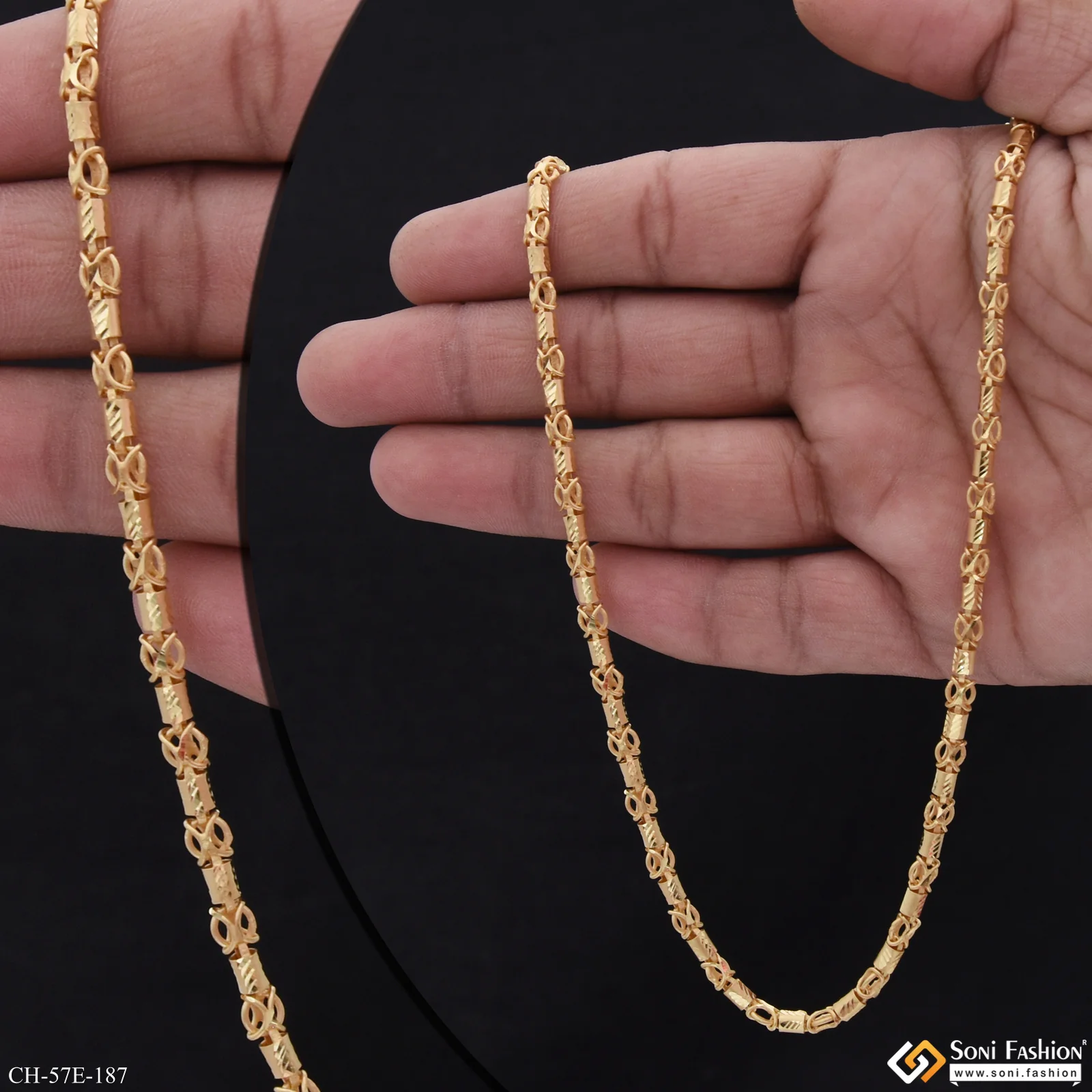 1 Gram Gold Plated Fashionable Design Pipe Chain for Men - Style E187 - Image 2