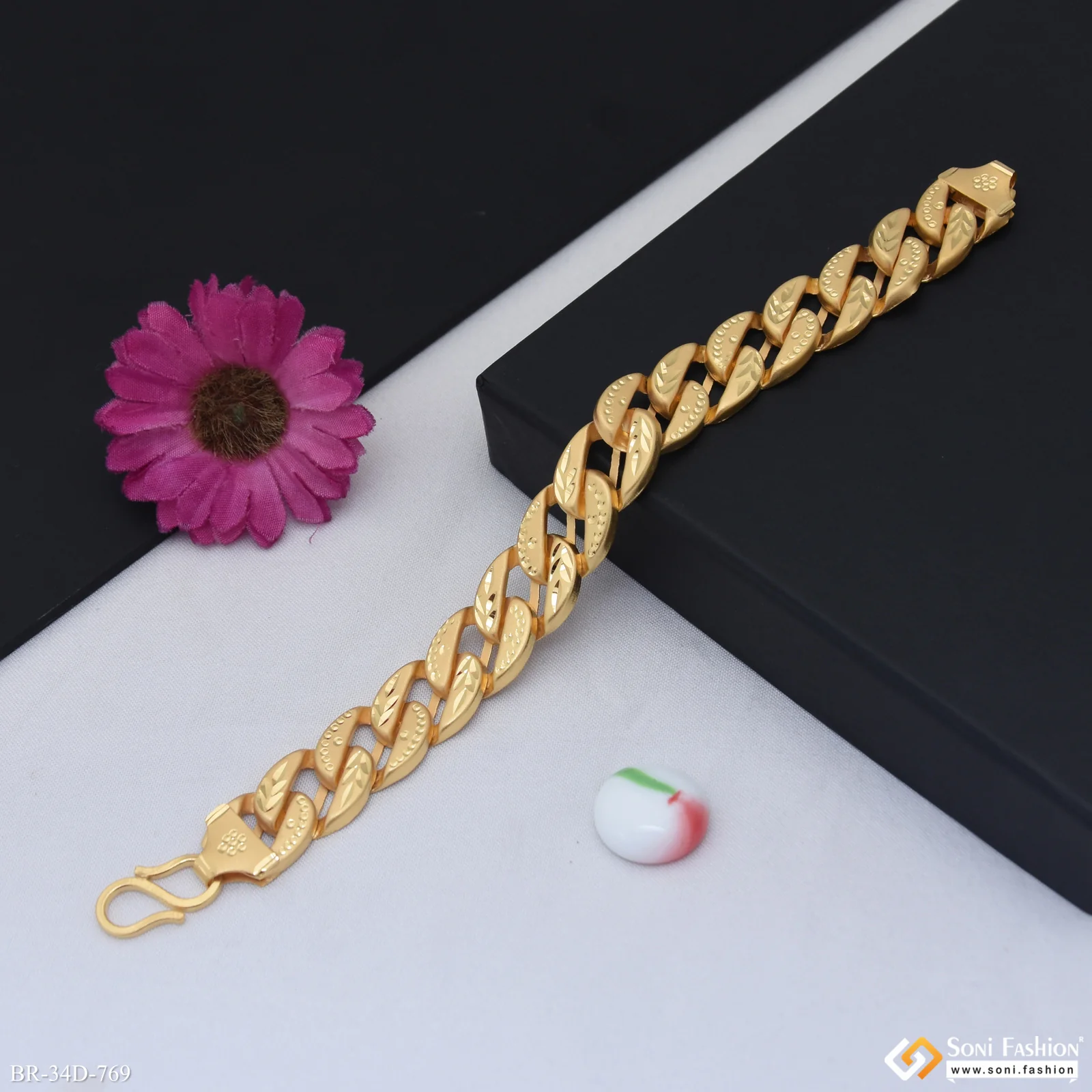 1 Gram Gold Plated Fashionable Design Pokal Bracelet for Men - Style D769 - Image 3