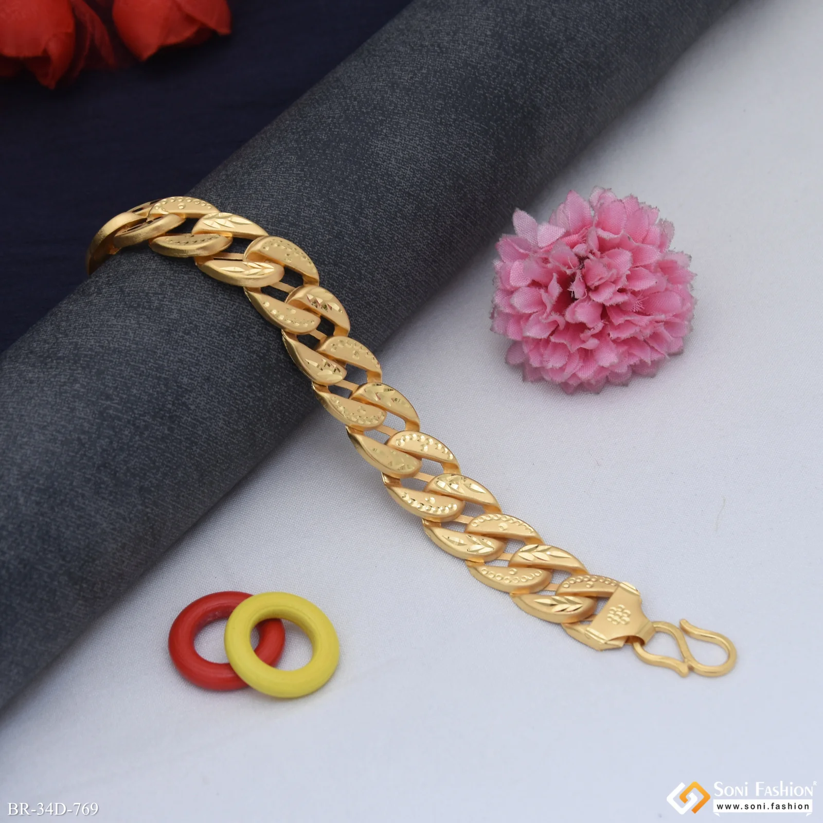 1 Gram Gold Plated Fashionable Design Pokal Bracelet for Men - Style D769 - Image 4