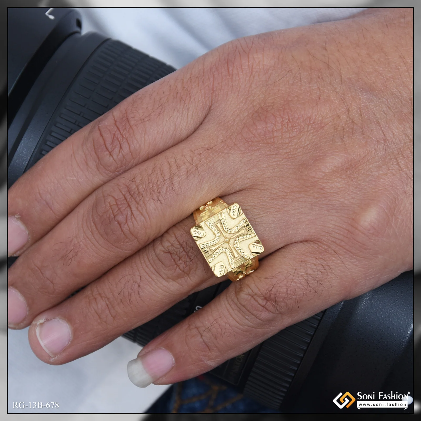 1 Gram Gold Plated Fashionable Design Ring for Men - Style B678 - Image 2