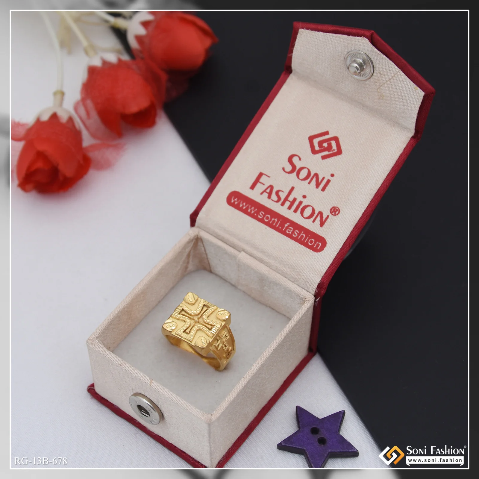 1 Gram Gold Plated Fashionable Design Ring for Men - Style B678 - Image 4