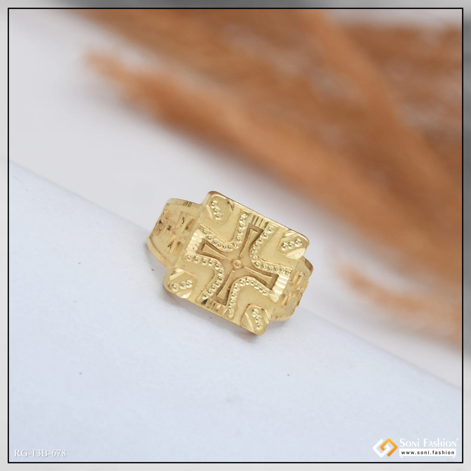 1 Gram Gold Plated Fashionable Design Ring for Men - Style B678 - Image 6