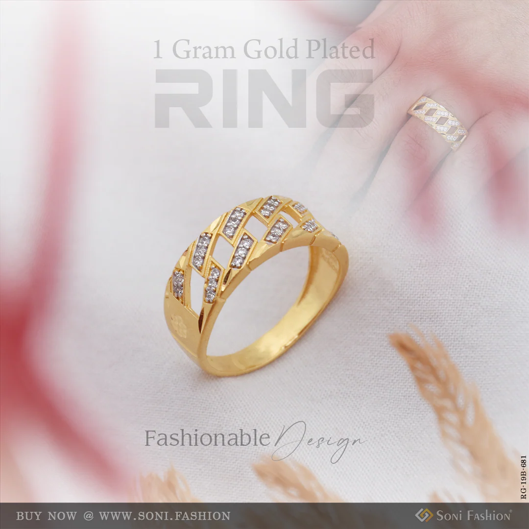 1 Gram Gold Plated Fashionable Design Ring for Men - Style B681