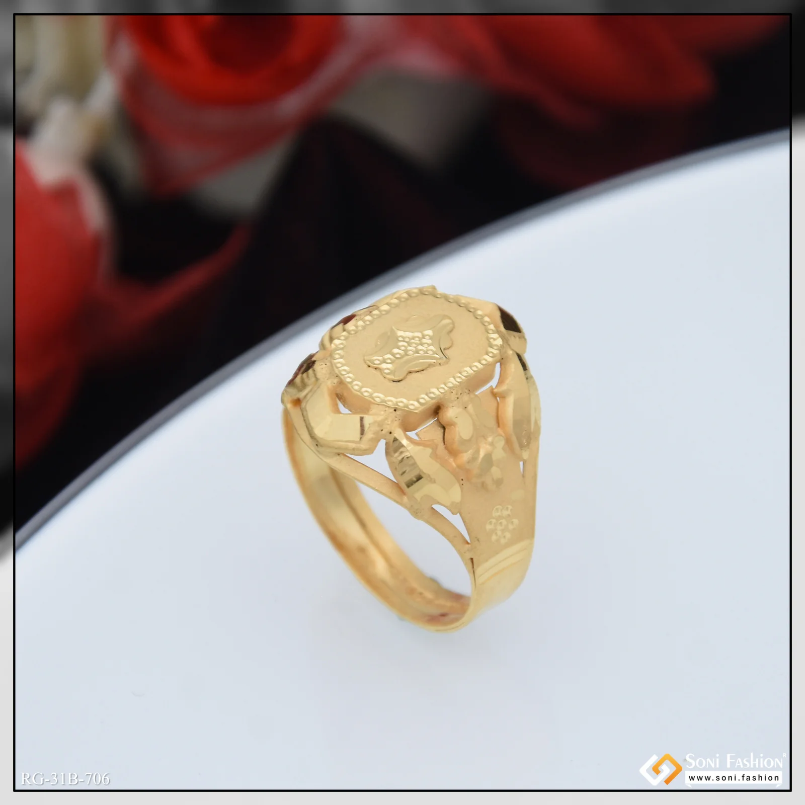 1 Gram Gold Plated Fashionable Design Ring for Men - Style B706 - Image 3