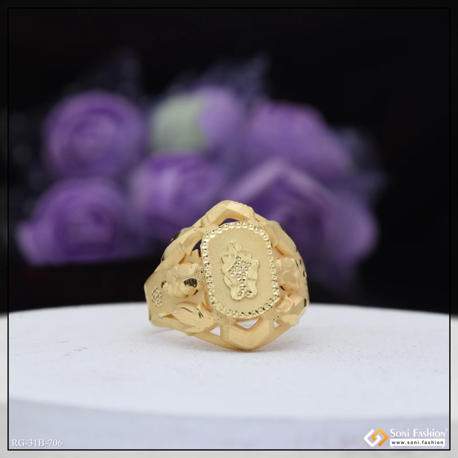1 Gram Gold Plated Fashionable Design Ring for Men - Style B706 - Image 4