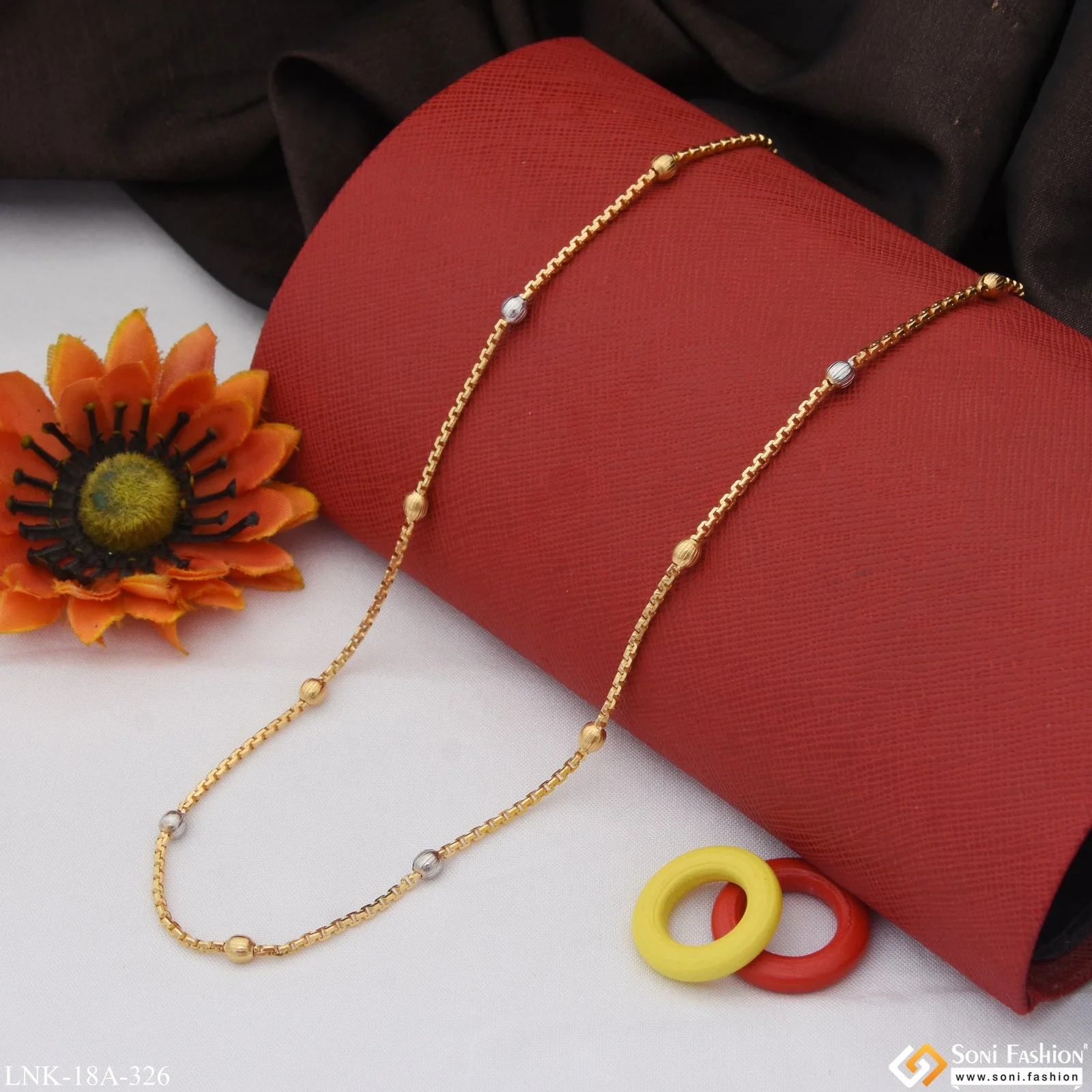 1 Gram Gold Plated Fashionable Glittering Design Chain for Ladies - Style A326 - Image 3