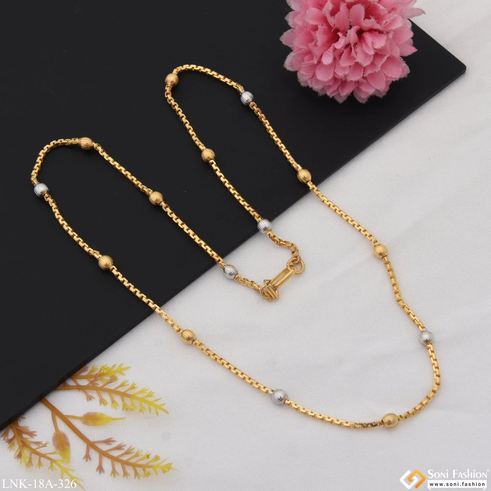1 Gram Gold Plated Fashionable Glittering Design Chain for Ladies - Style A326 - Image 4