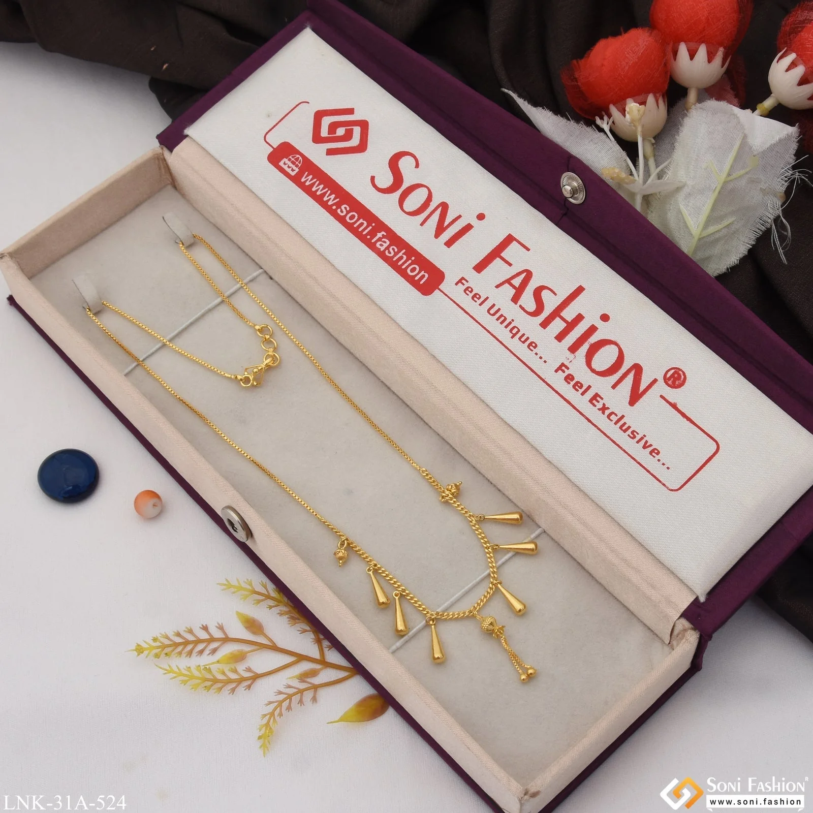 1 Gram Gold Plated Fashionable Necklace for Ladies - Style A524 - Image 3