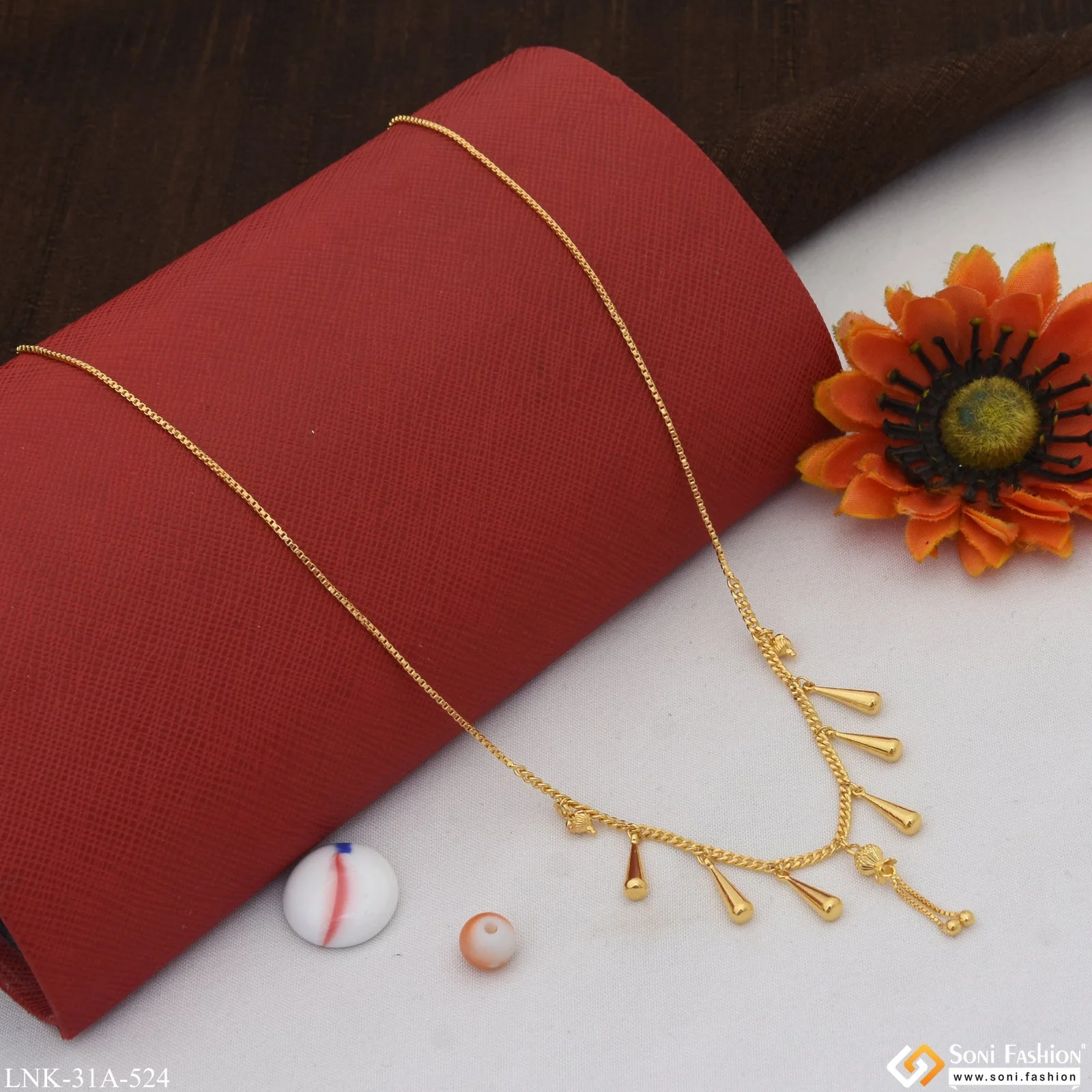 1 Gram Gold Plated Fashionable Necklace for Ladies - Style A524 - Image 4