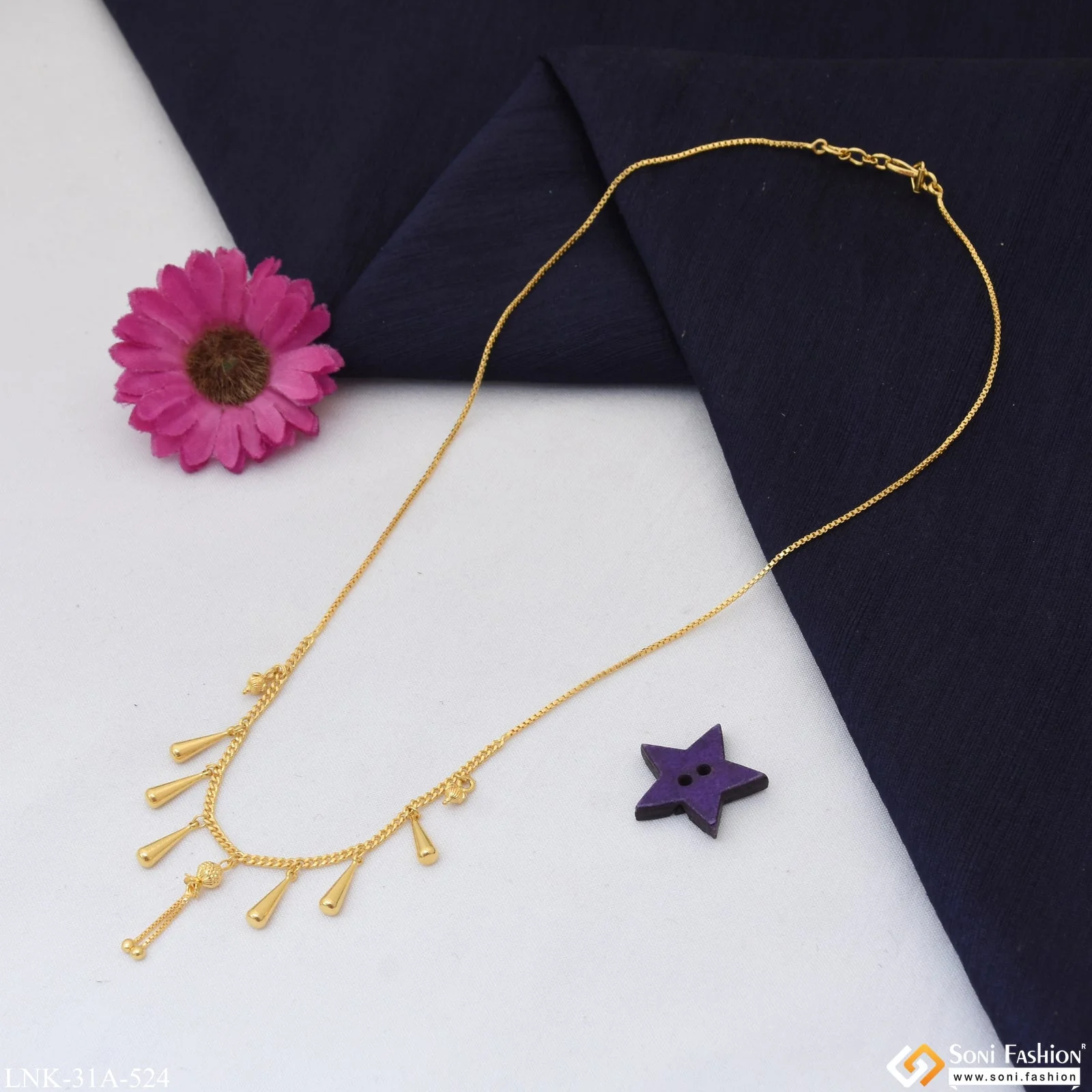 1 Gram Gold Plated Fashionable Necklace for Ladies - Style A524 - Image 5