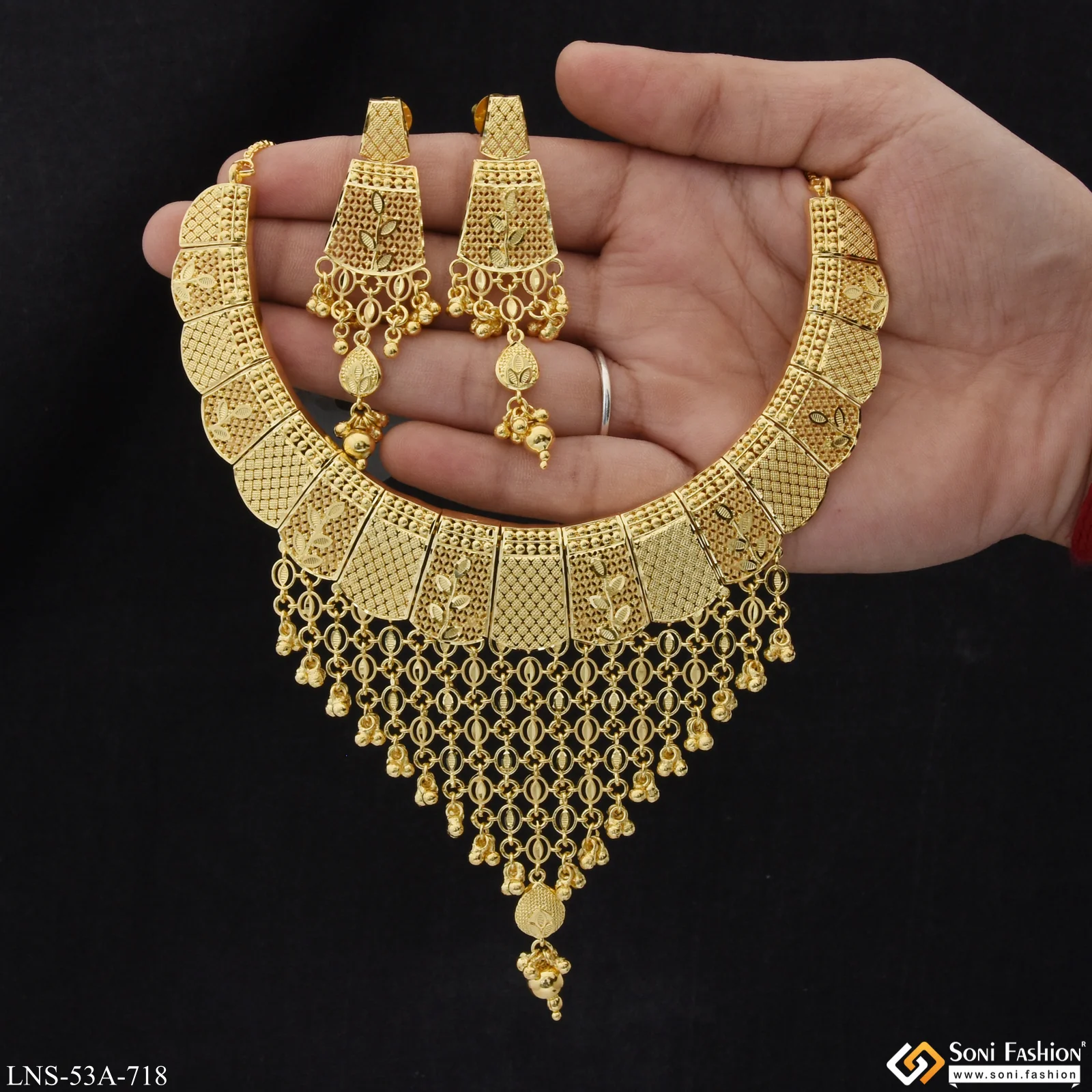 1 Gram Gold Plated Fashionable Necklace Set for Women - Style A718 - Image 3