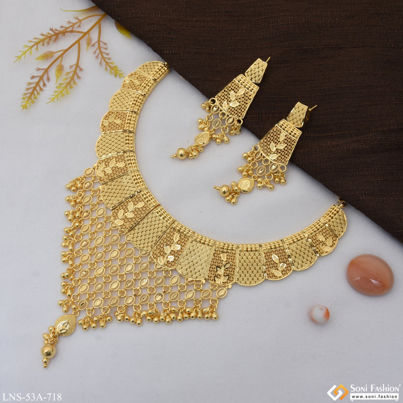 1 Gram Gold Plated Fashionable Necklace Set for Women - Style A718 - Image 4