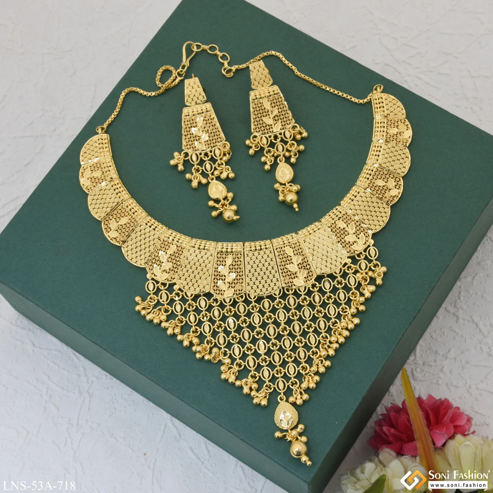 1 Gram Gold Plated Fashionable Necklace Set for Women - Style A718 - Image 5