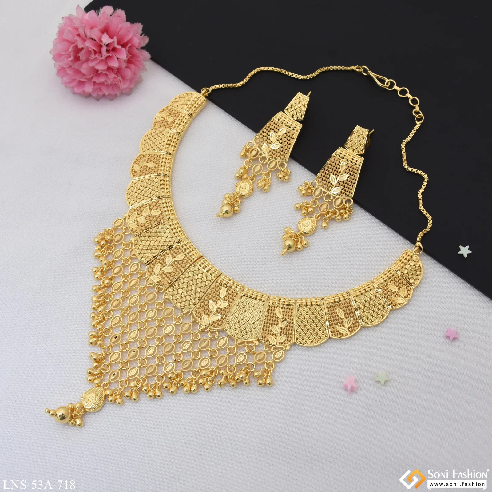 1 Gram Gold Plated Fashionable Necklace Set for Women - Style A718 - Image 6