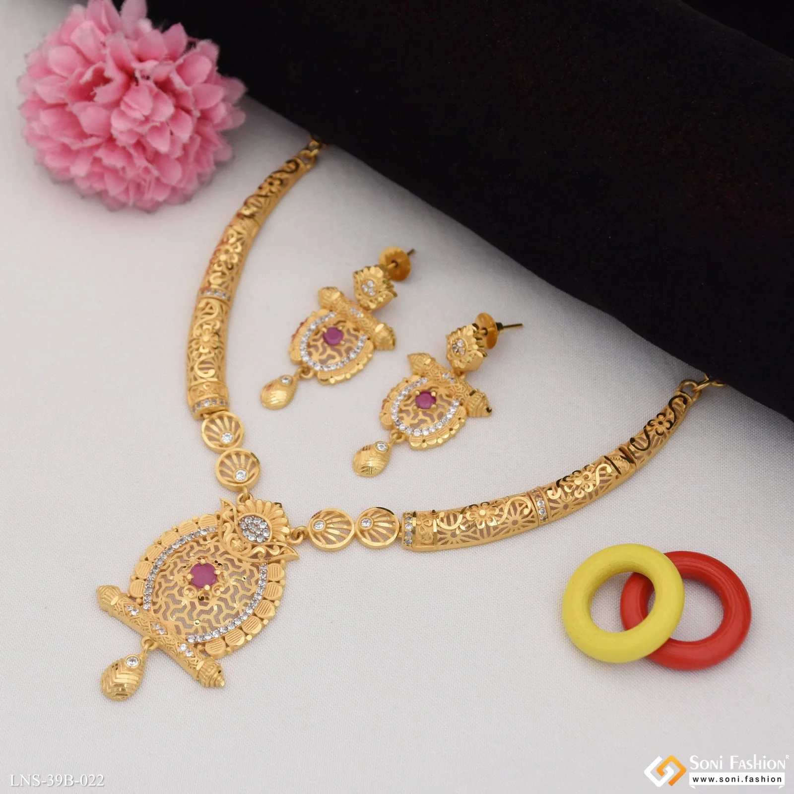 1 Gram Gold Plated Fashionable Necklace Set for Women - Style B022 - Image 2