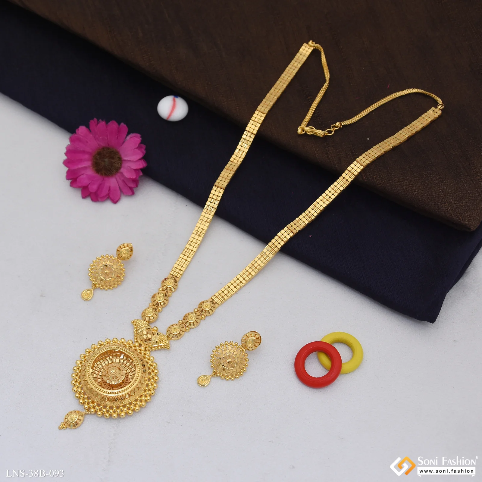 1 Gram Gold Plated Fashionable Necklace Set for Women - Style B093 - Image 3