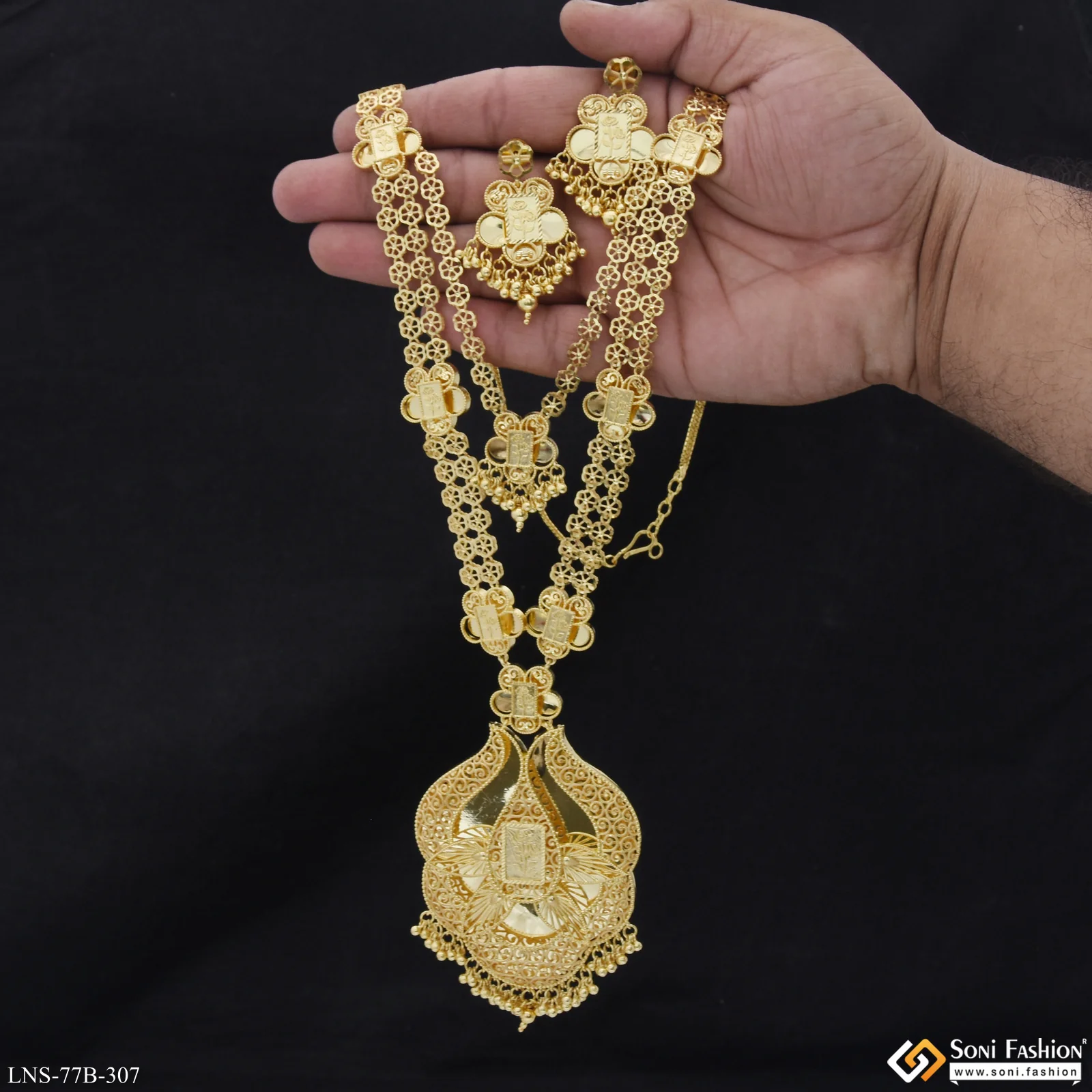1 Gram Gold Plated Fashionable Necklace Set for Women - Style B307 - Image 2