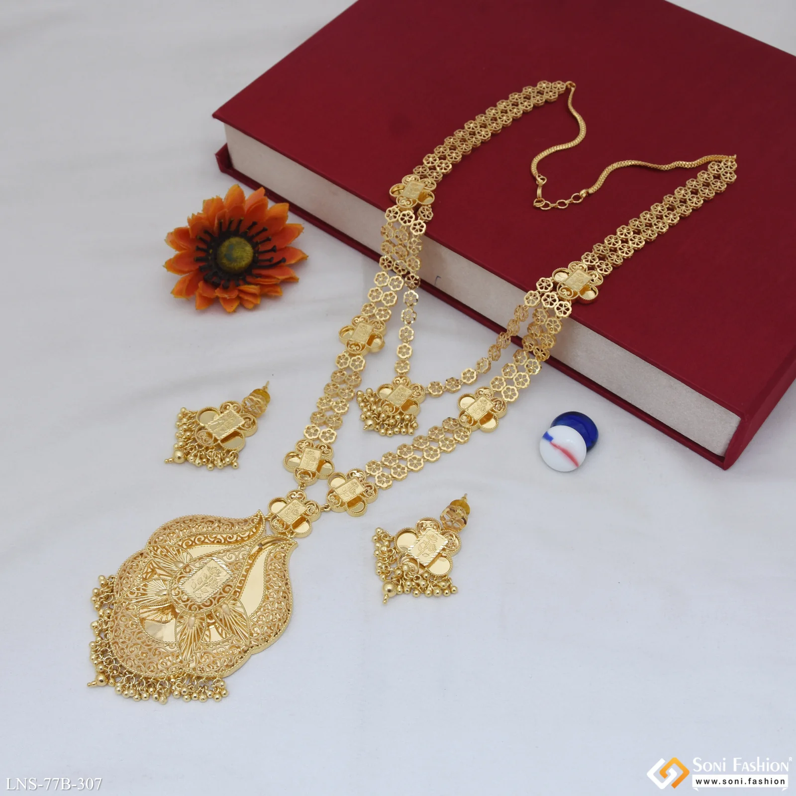 1 Gram Gold Plated Fashionable Necklace Set for Women - Style B307 - Image 3