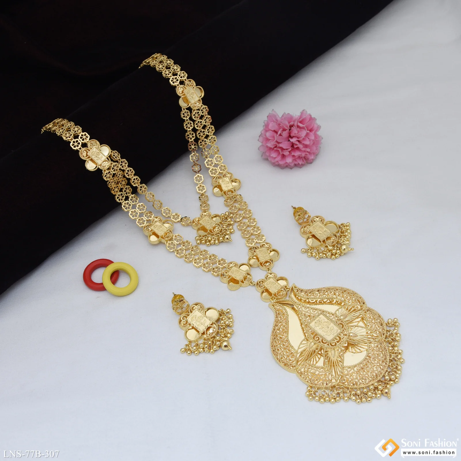 1 Gram Gold Plated Fashionable Necklace Set for Women - Style B307 - Image 4