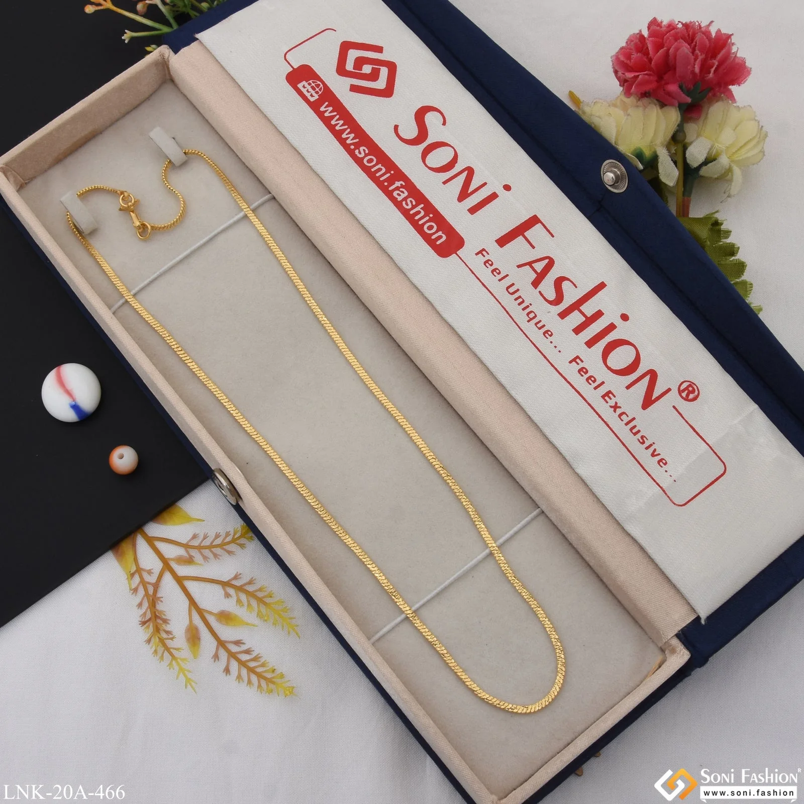 1 Gram Gold Plated Finely Detailed Best Quality Chain for Ladies - Style A466 - Image 3