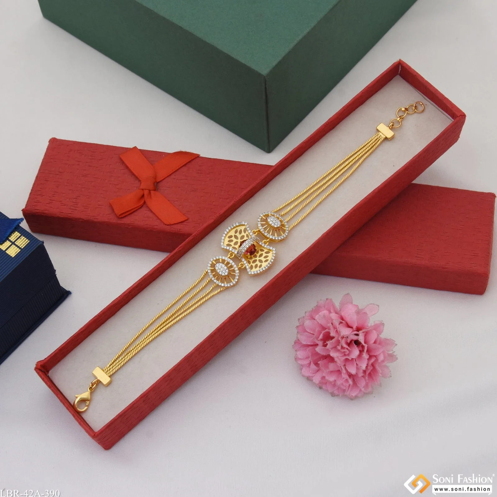 1 Gram Gold Plated Finely Detailed Bracelet for Ladies - Style A390 - Image 4