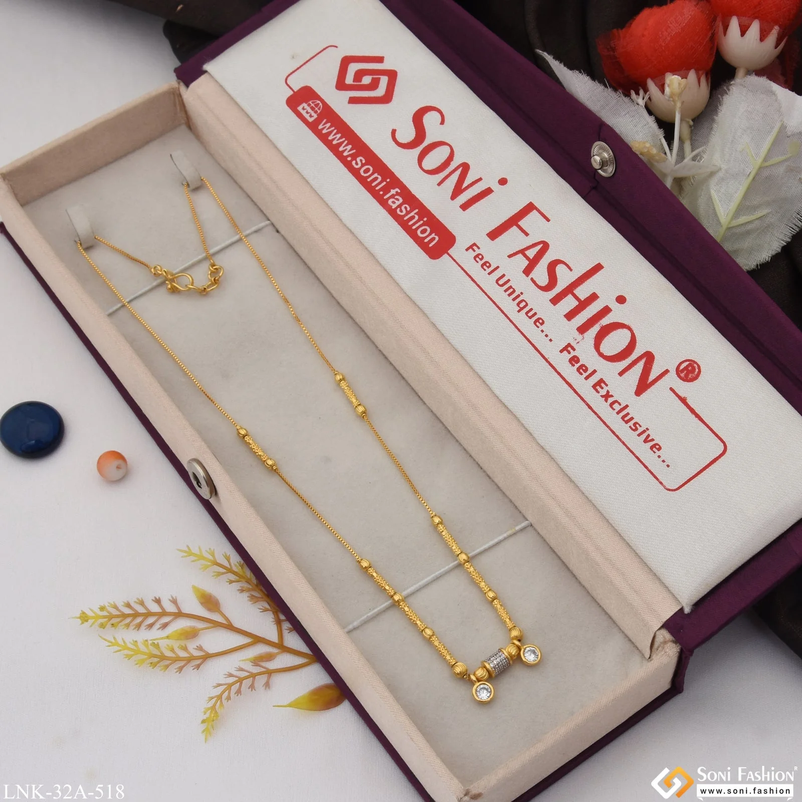 1 Gram Gold Plated Finely Detailed Necklace for Ladies - Style A518 - Image 2