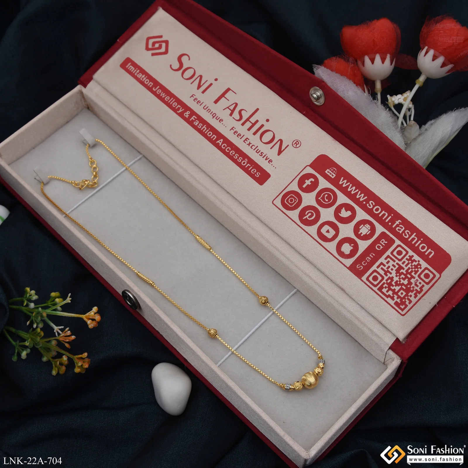 1 Gram Gold Plated Finely Detailed Necklace for Ladies - Style A704 - Image 2